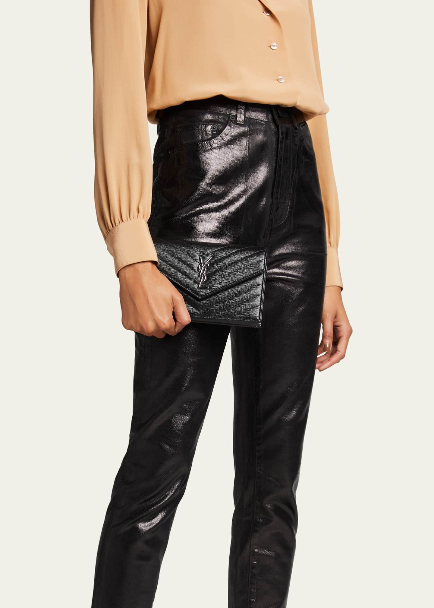 Ysl wallet on chain black on black store