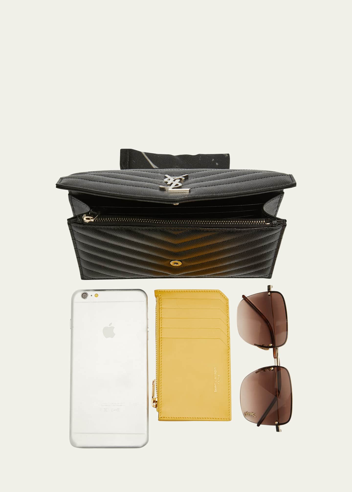 Saint Laurent YSL Monogram Small Wallet on Chain in Grained Leather Bergdorf Goodman