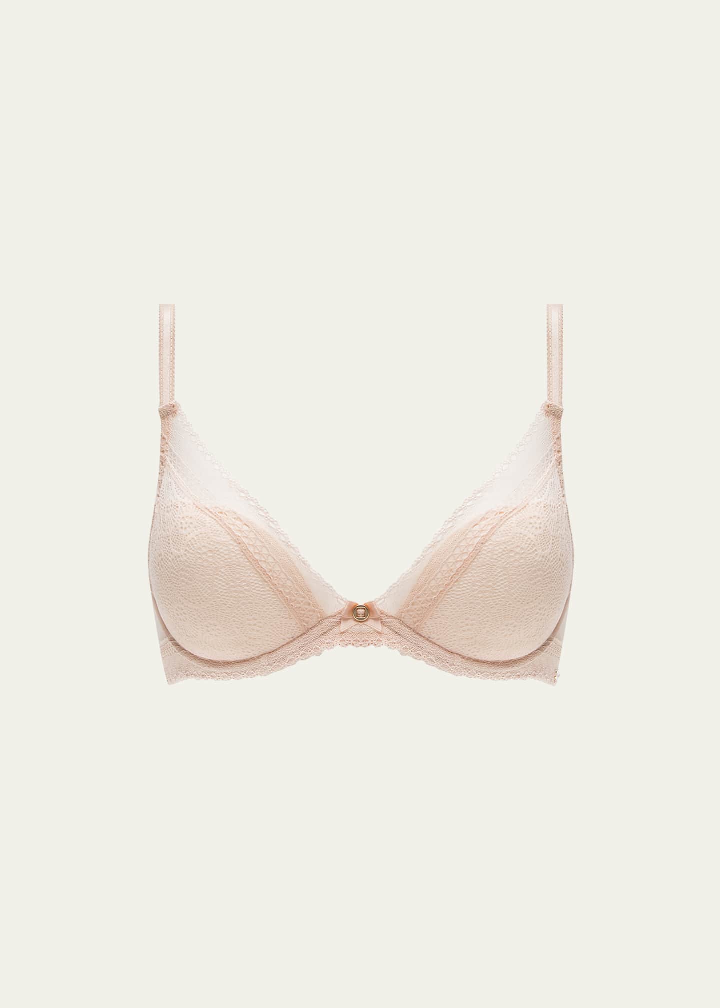 Chantelle Festivite Lace Plunge Bra, Bright Pink Image 1 of 5