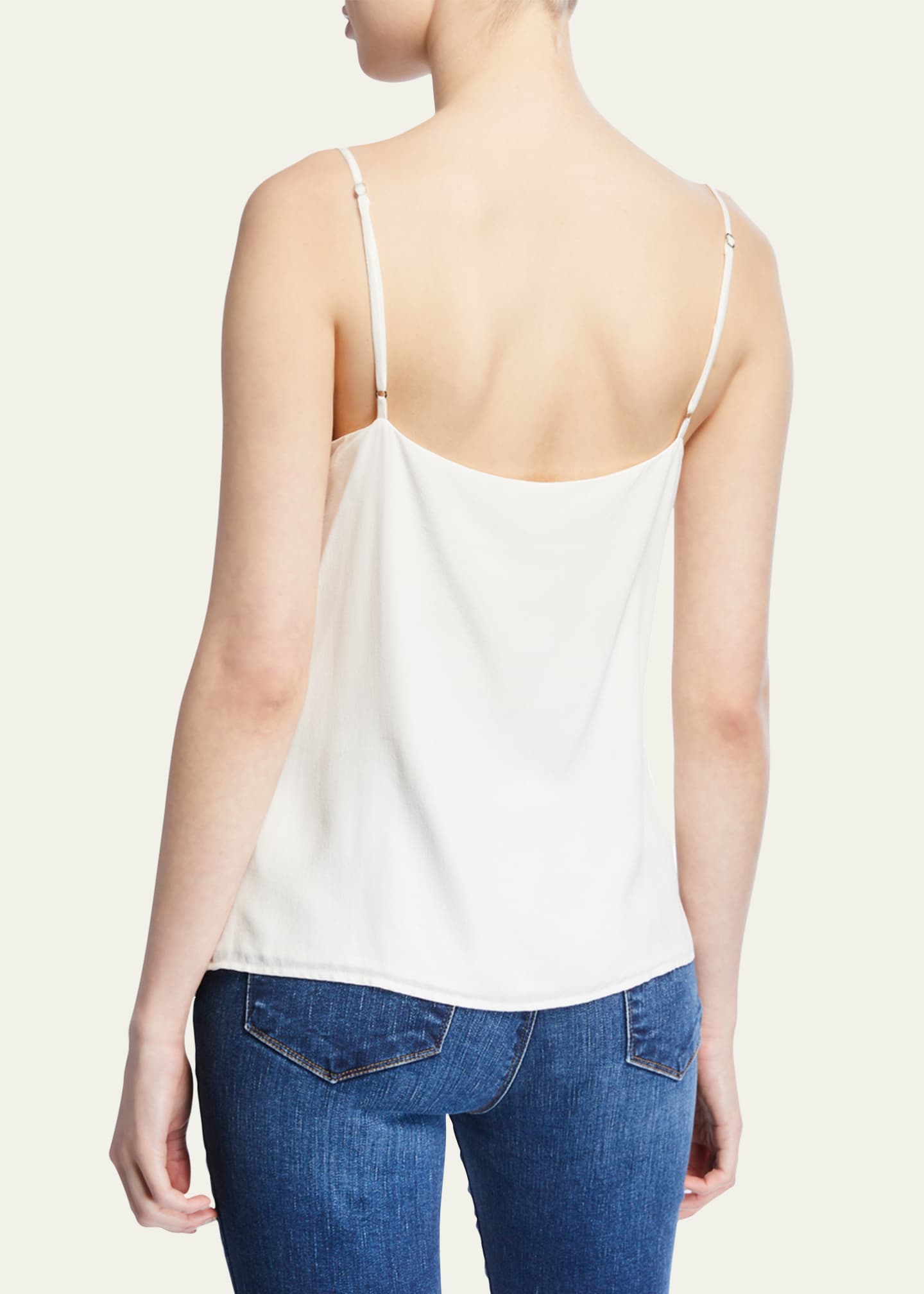 Jane V-Neck Spaghetti-Strap Silk Tank - Thumbnail 3