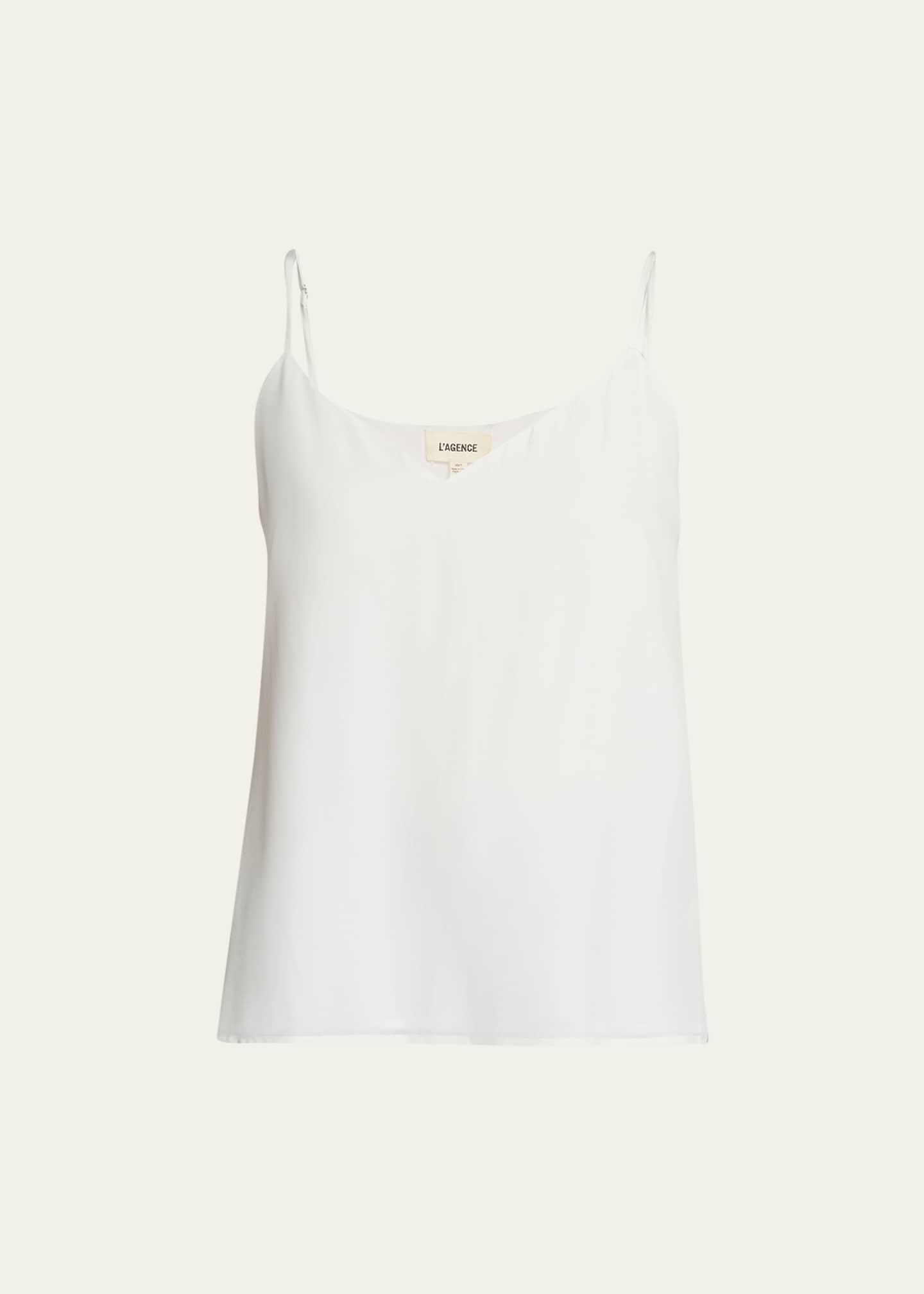 Jane V-Neck Spaghetti-Strap Silk Tank - Thumbnail 1