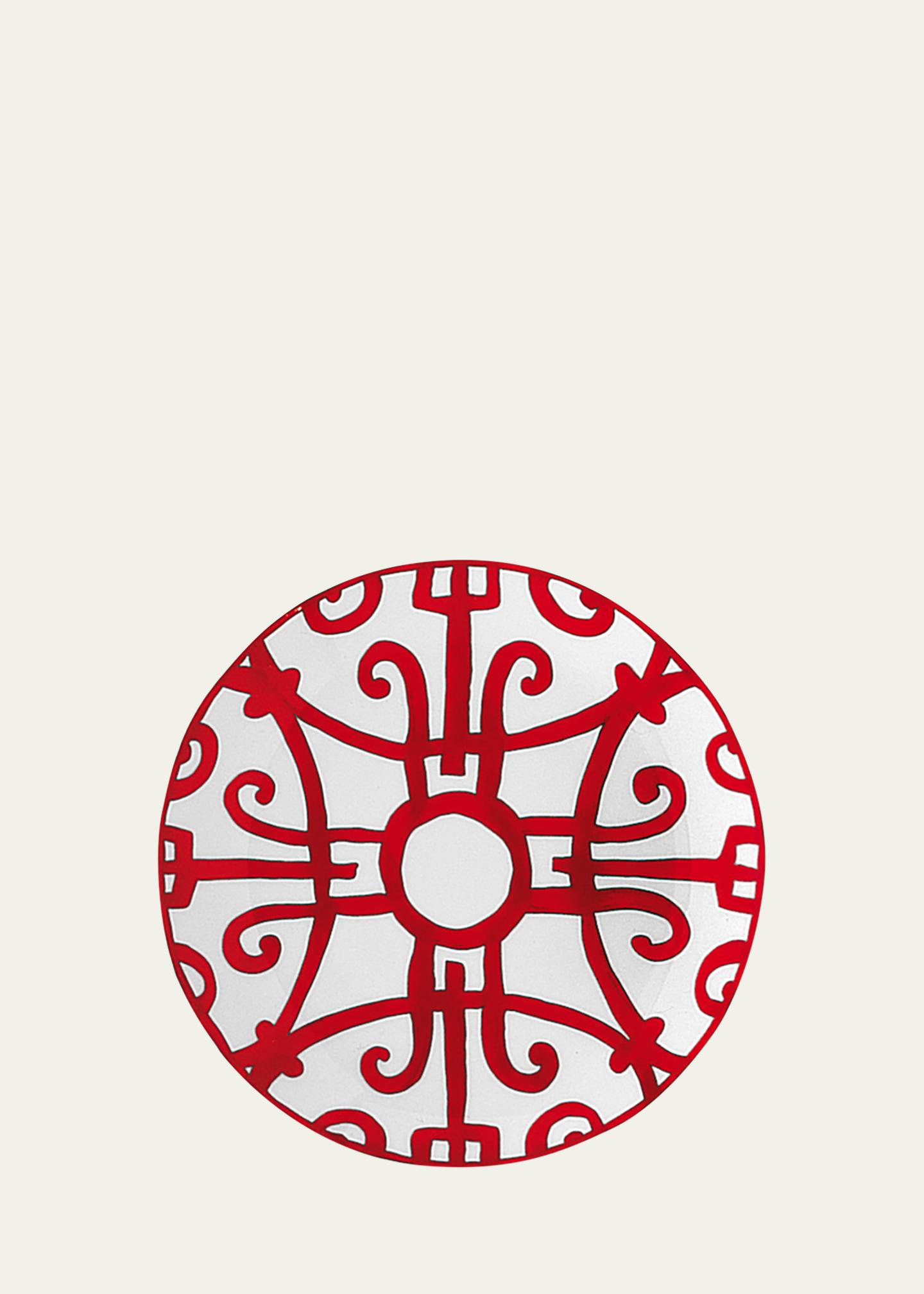 Paire D'assiettes Hermès "Balcon Du Guadalquivir" - Porcelaine, Diamètre 26.5 Cm - Rouge - Neuves Dans Boîte