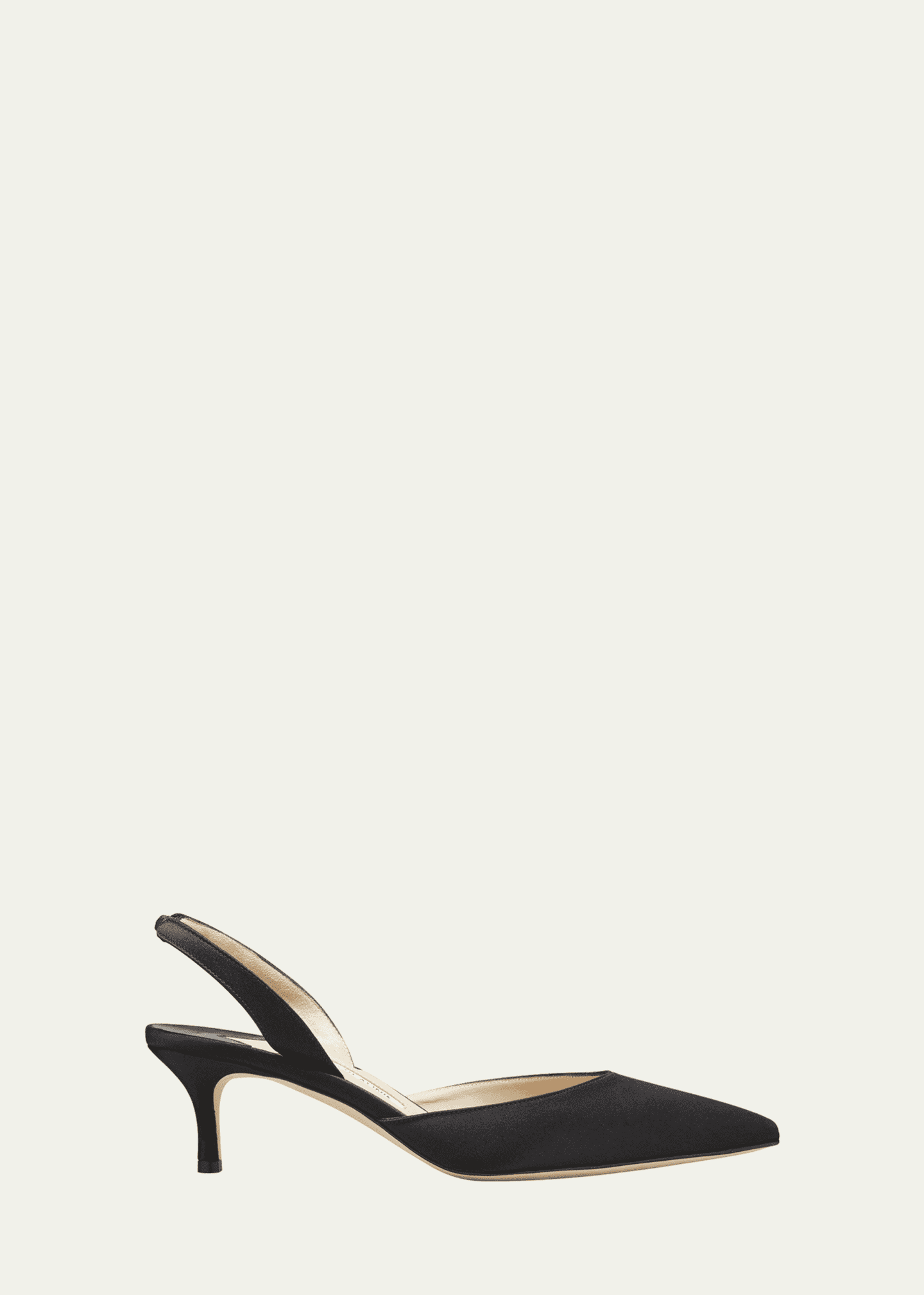 Manolo Blahnik Carolyne Satin Low-Heel Slingback Pumps, Black ...