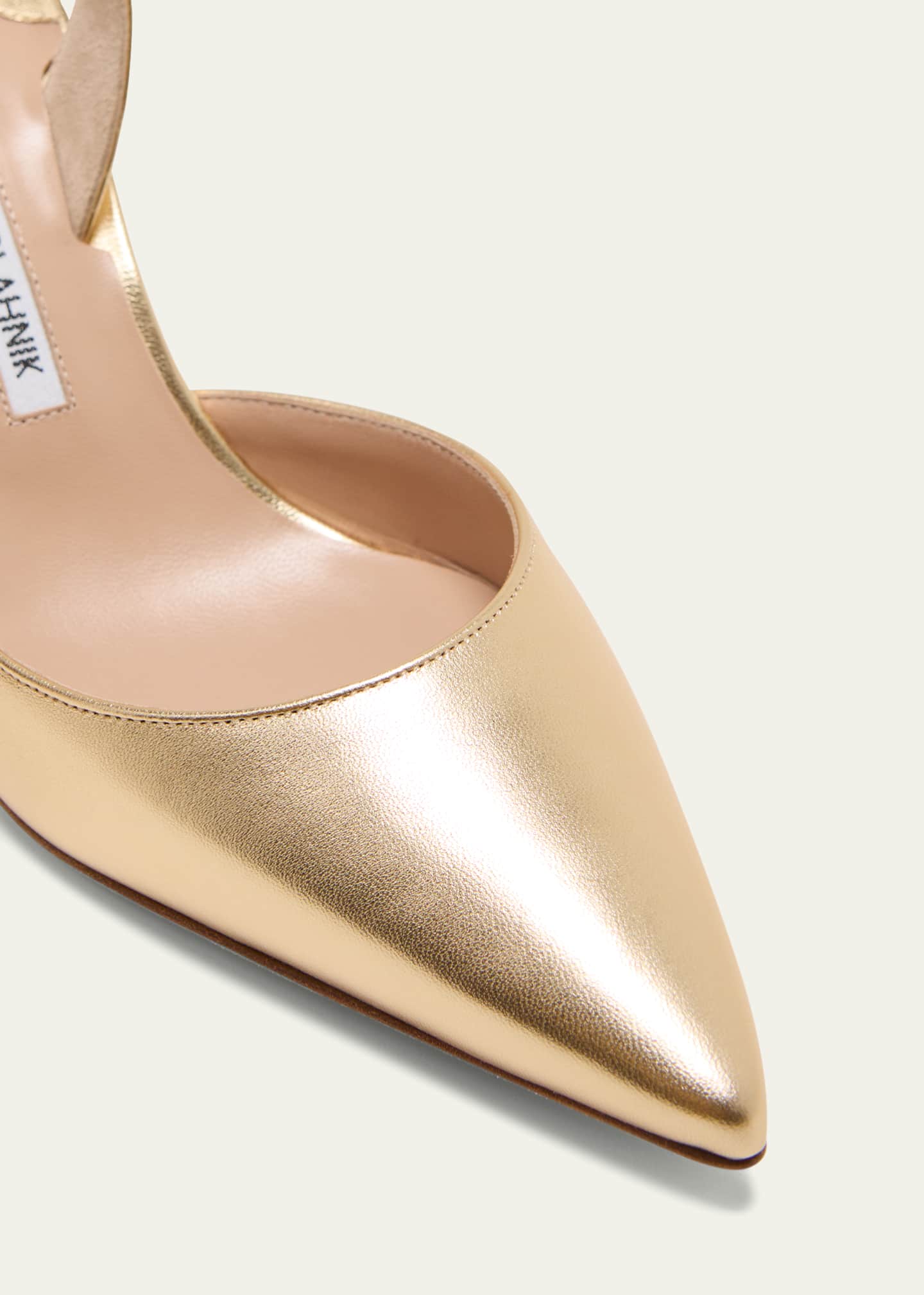 Manolo Blahnik Carolyne Metallic Leather Mid Heel Slingback Pumps Bergdorf Goodman