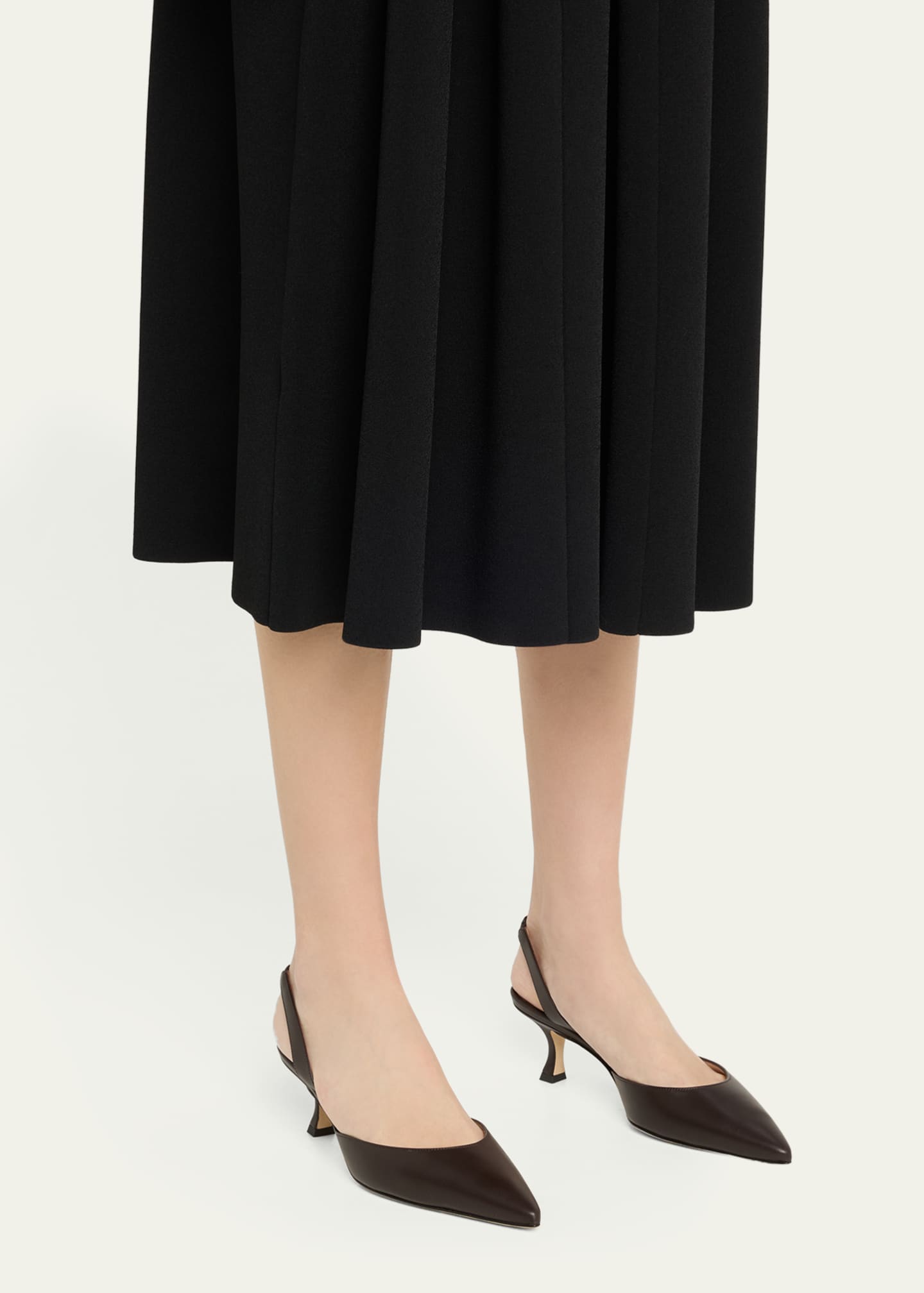 Manolo Blahnik Carolyne Leather Low-Heel Slingback Pump Image 2 of 6