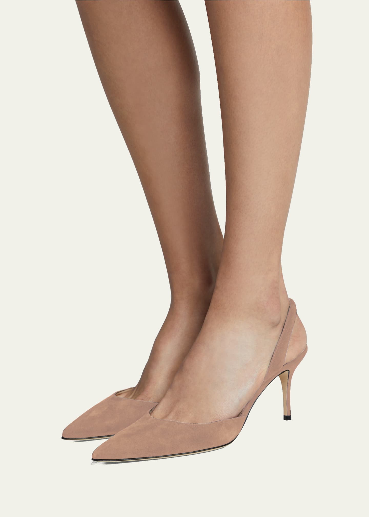 Manolo Blahnik Carolyne Suede Mid-Heel Slingback Pump Image 2 of 5