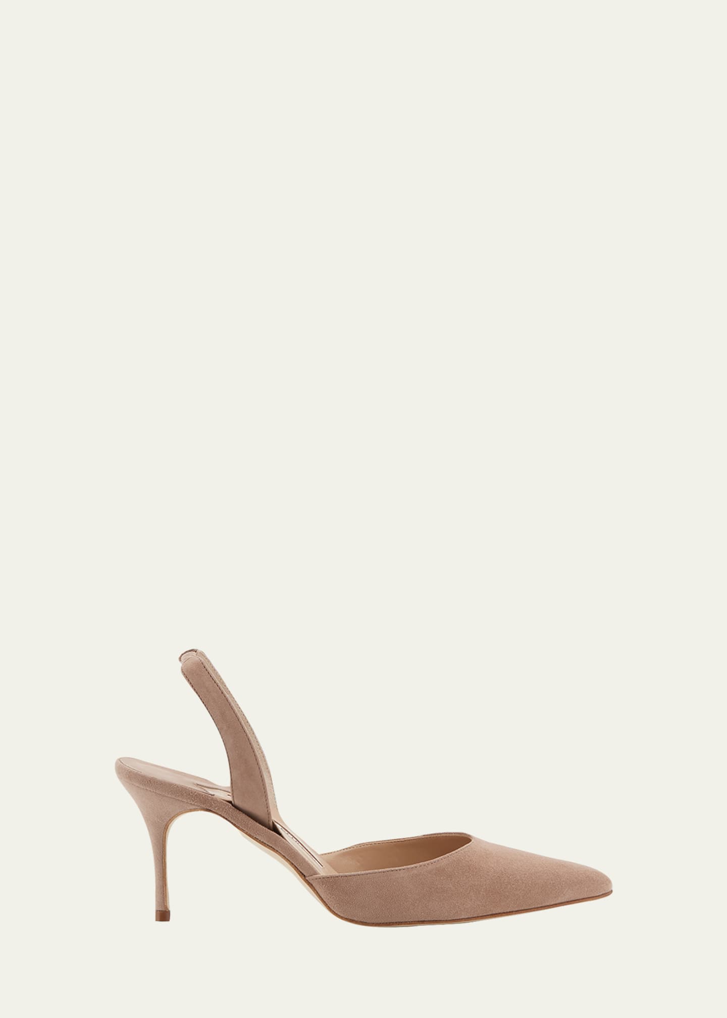 Manolo Blahnik Carolyne Suede Mid-Heel Slingback Pump Image 1 of 5
