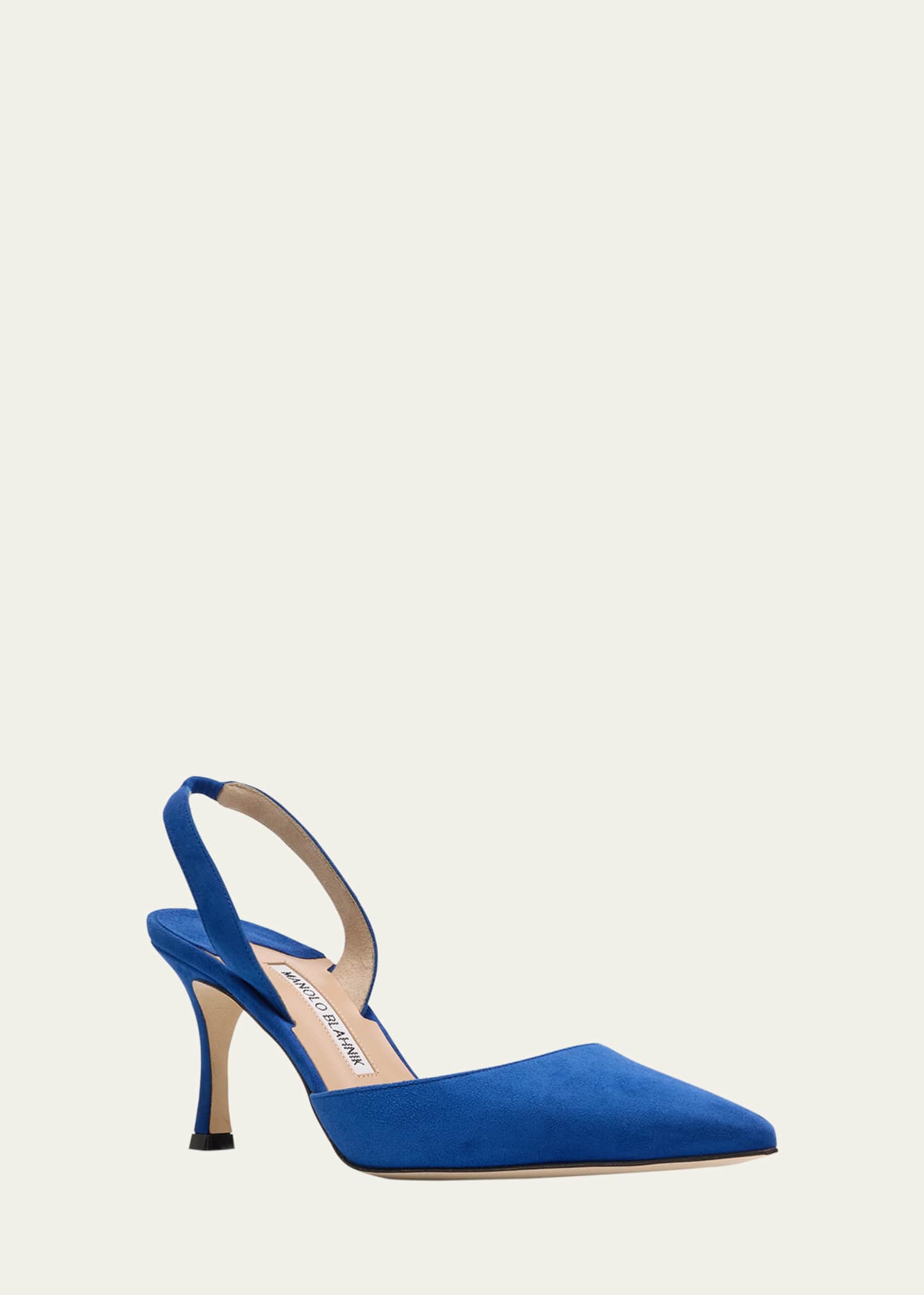 Manolo Blahnik Carolyne Suede Mid Heel Slingback Pump Bergdorf Goodman