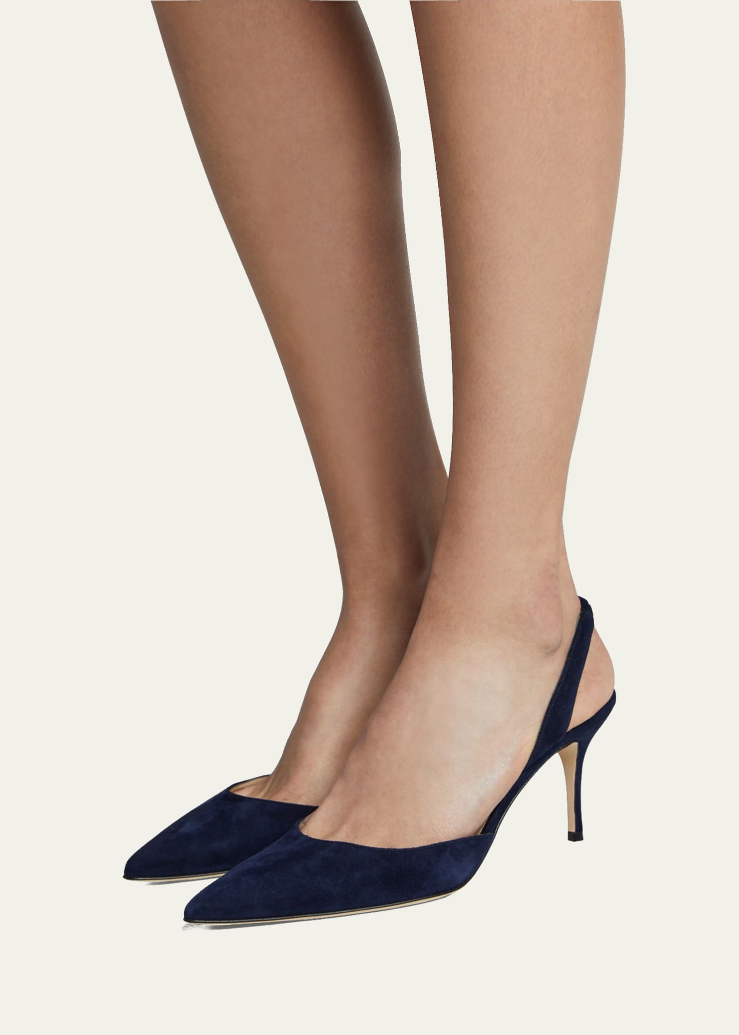 Manolo Blahnik Carolyne Suede Mid-Heel Slingback Pump - Bergdorf