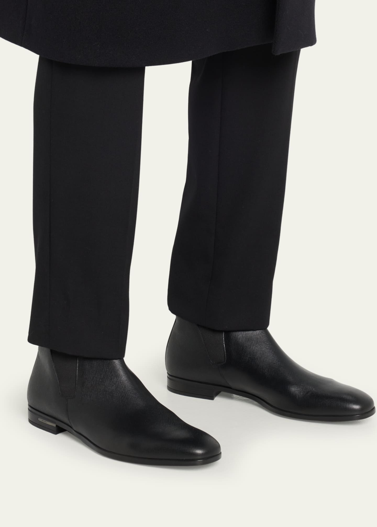 Prada black leather chelsea boots discount