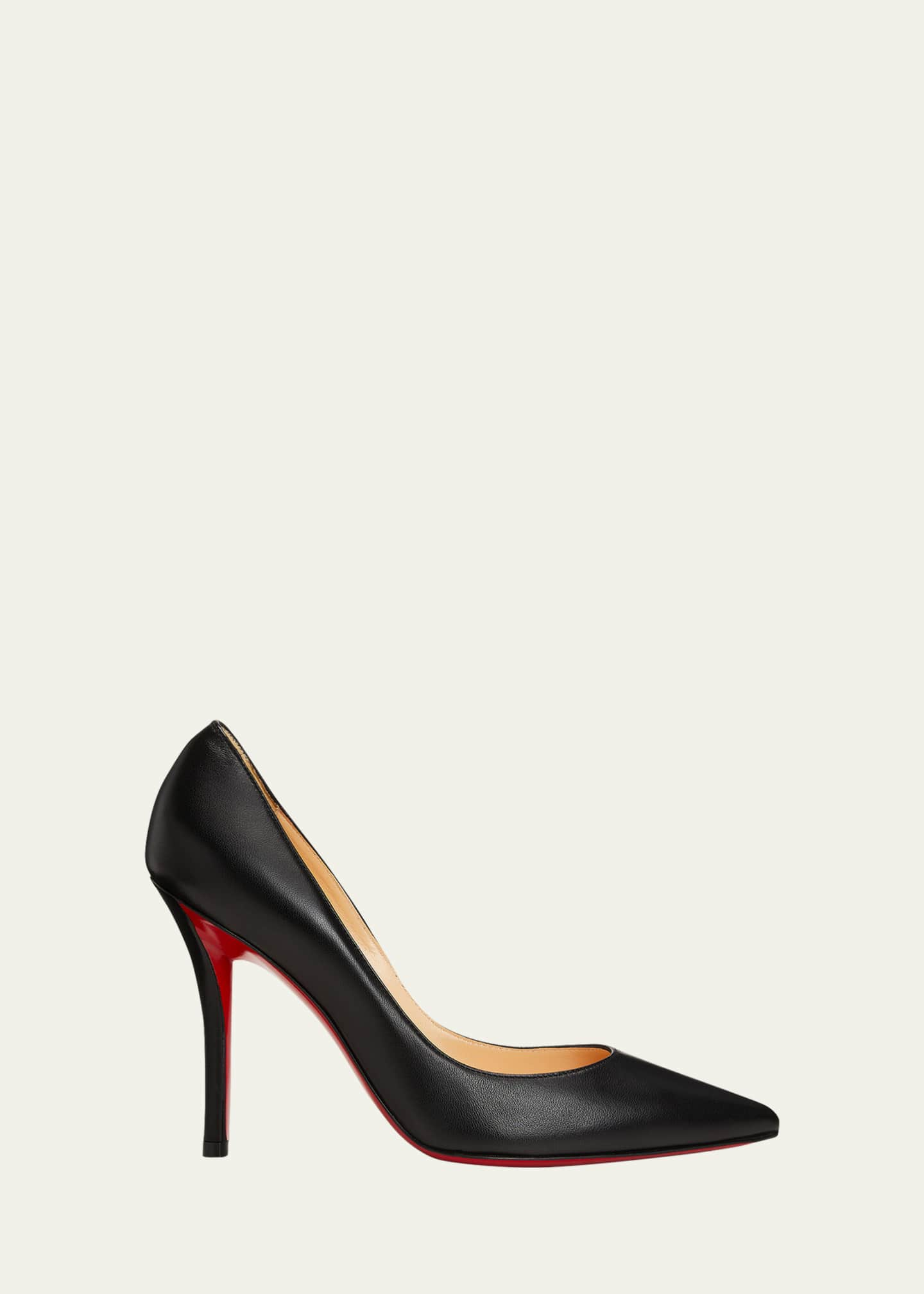 Christian Louboutin Apostrophy Leather Pointed Red-Sole Pumps