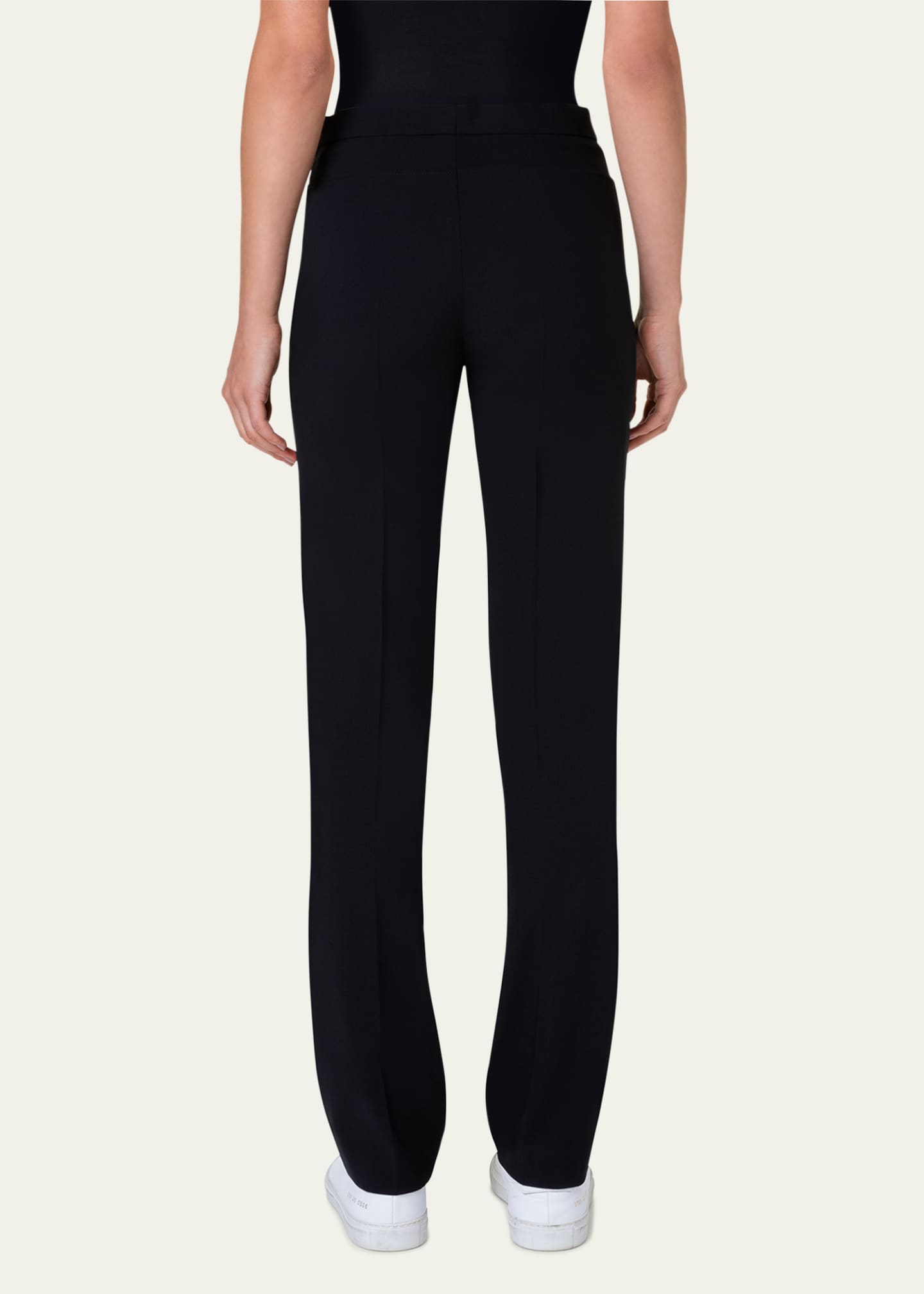 Akris punto Francoise Slim-Straight Pants, Black Image 3 of 5