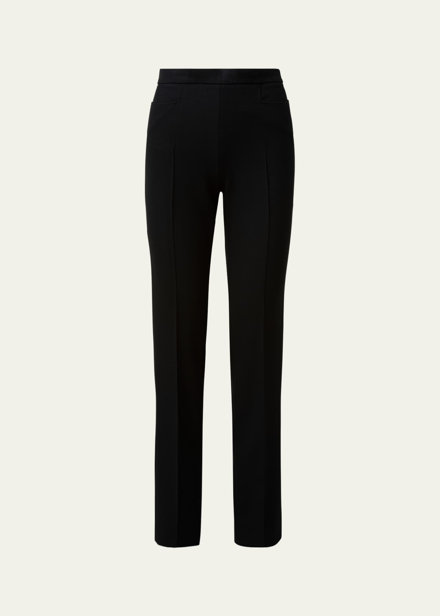 Akris punto Francoise Slim-Straight Pants, Black Image 1 of 5