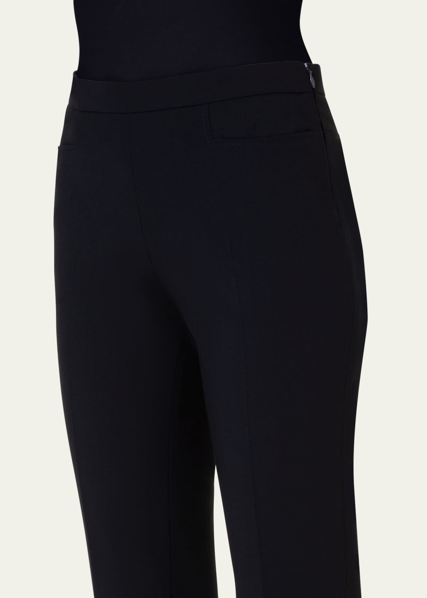 Akris punto Francoise Slim-Straight Pants, Black Image 5 of 5