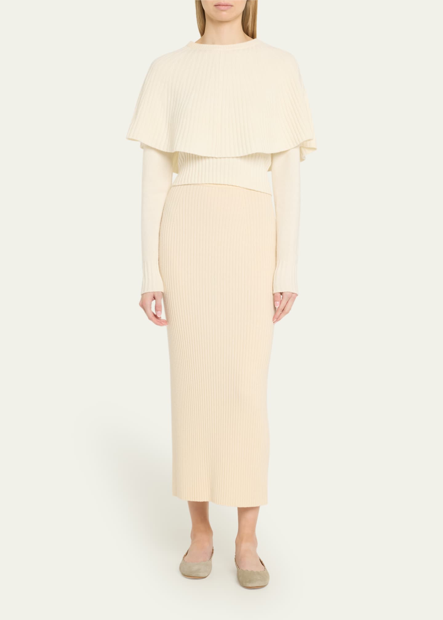 Chloe Scalloped Suede Ballet Flats Image 3 of 6
