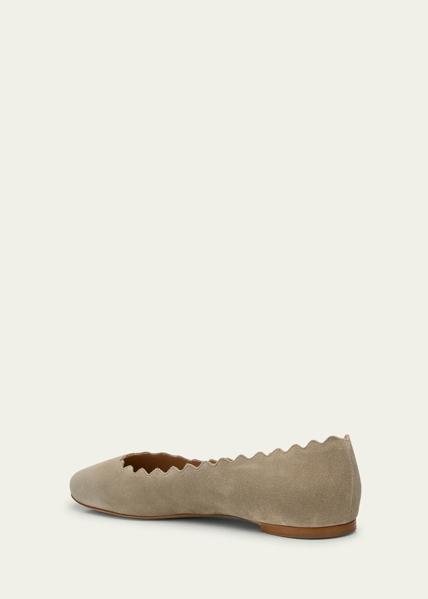 Chloe Scalloped Suede Ballet Flats Image 4 of 6
