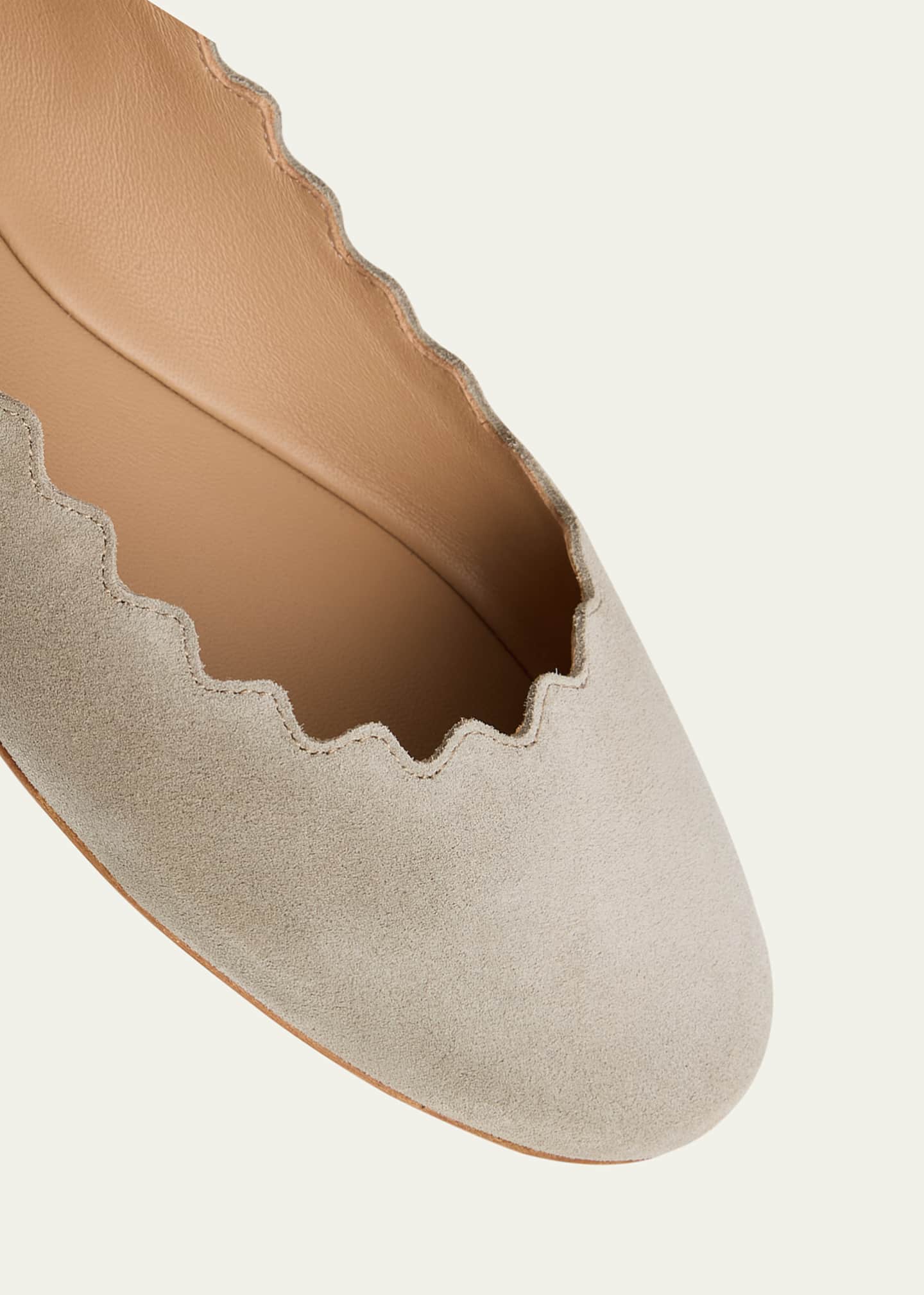 Chloe Scalloped Suede Ballet Flats Image 5 of 6