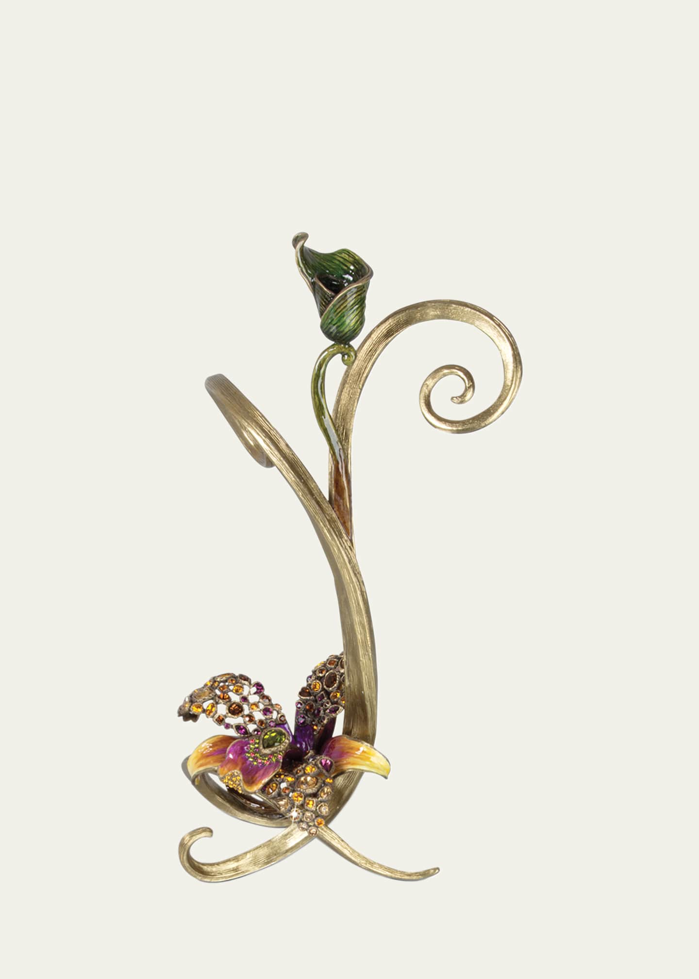Jay Strongwater Mirabelle Orchid Single Candlestick Image 1 of 3