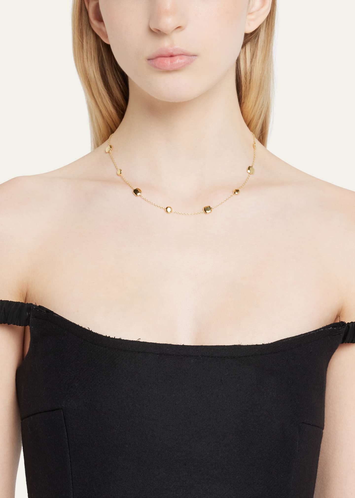 Ippolita Short Hammered Pinball Chain Necklace in 18K Gold Bergdorf