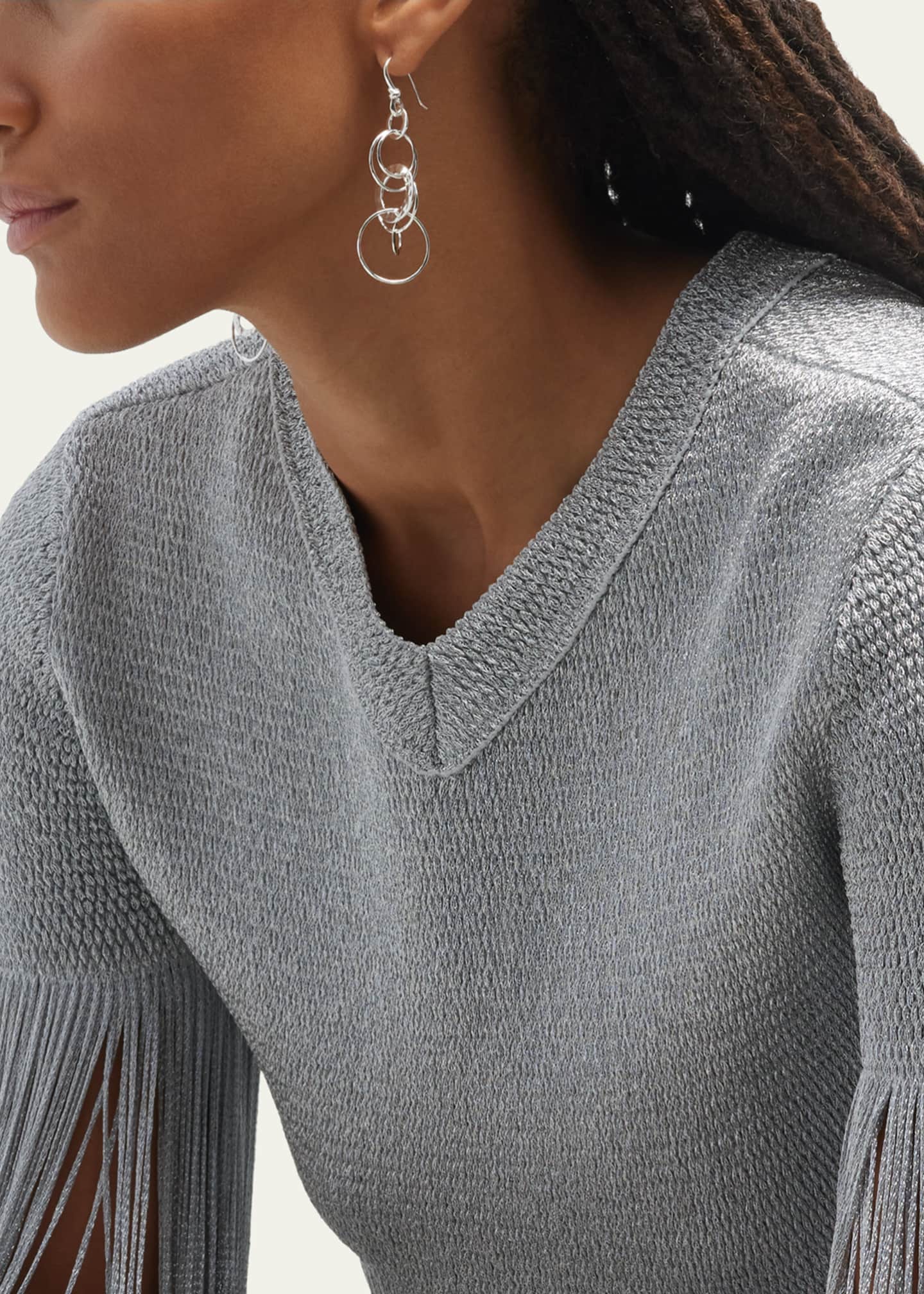 Ippolita Medium Hammered Jet Set Drop Earrings in Sterling Silver Image 5 of 5