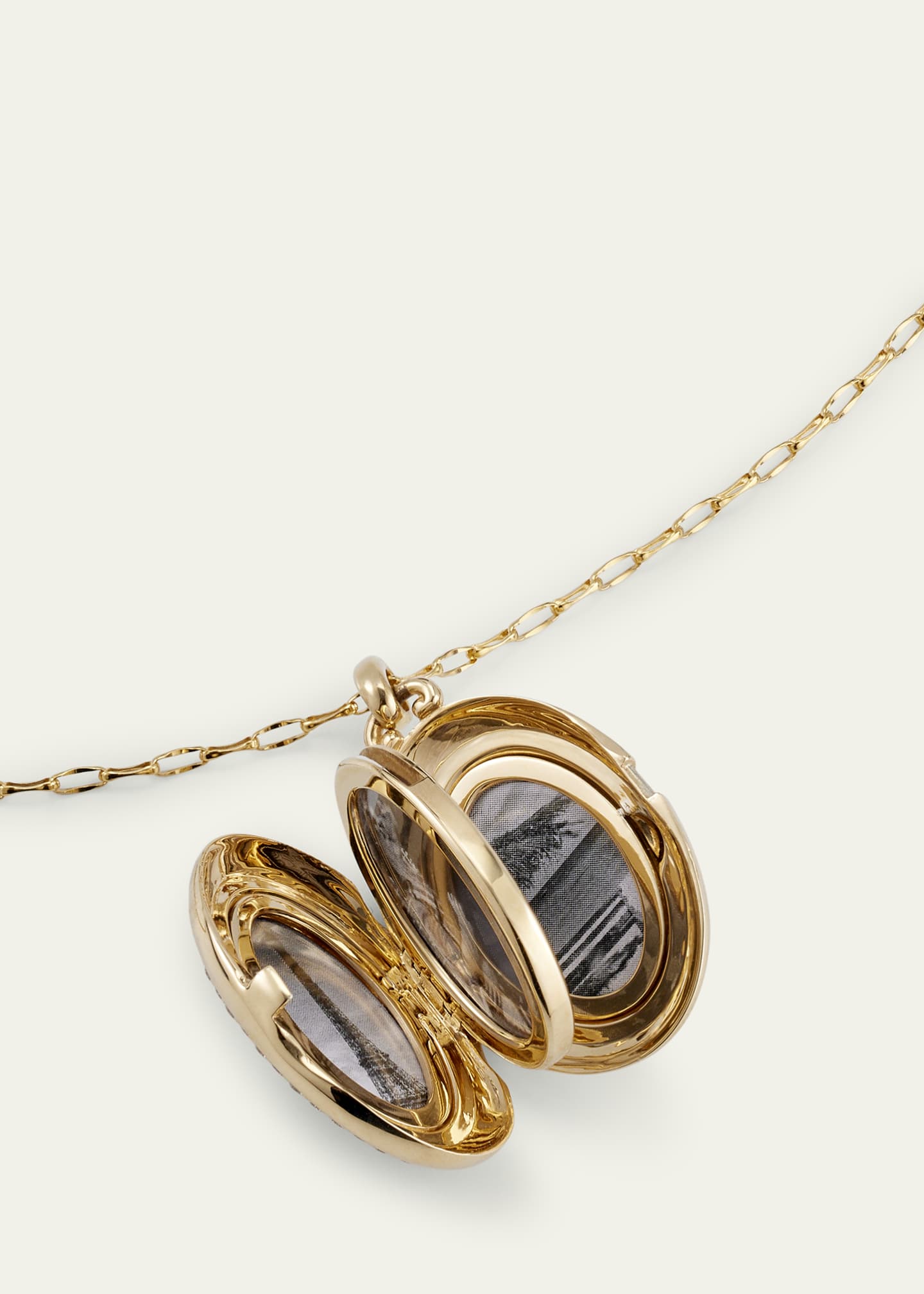 Monica Rich Kosann The Four Image "Midi" Diamond Border 18K Yellow Gold Locket Image 3 of 4