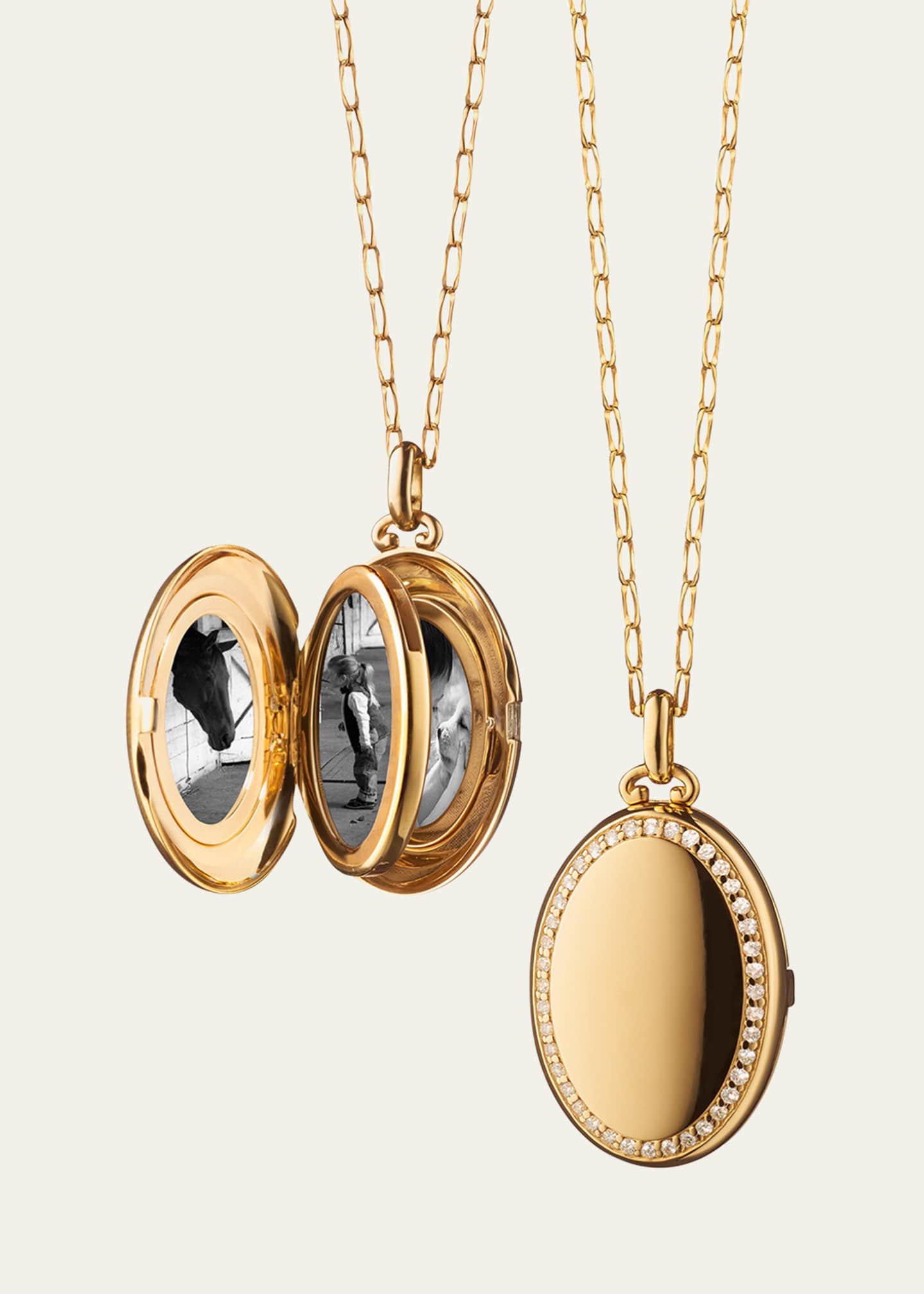 Monica Rich Kosann The Four Image "Midi" Diamond Border 18K Yellow Gold Locket Image 1 of 4