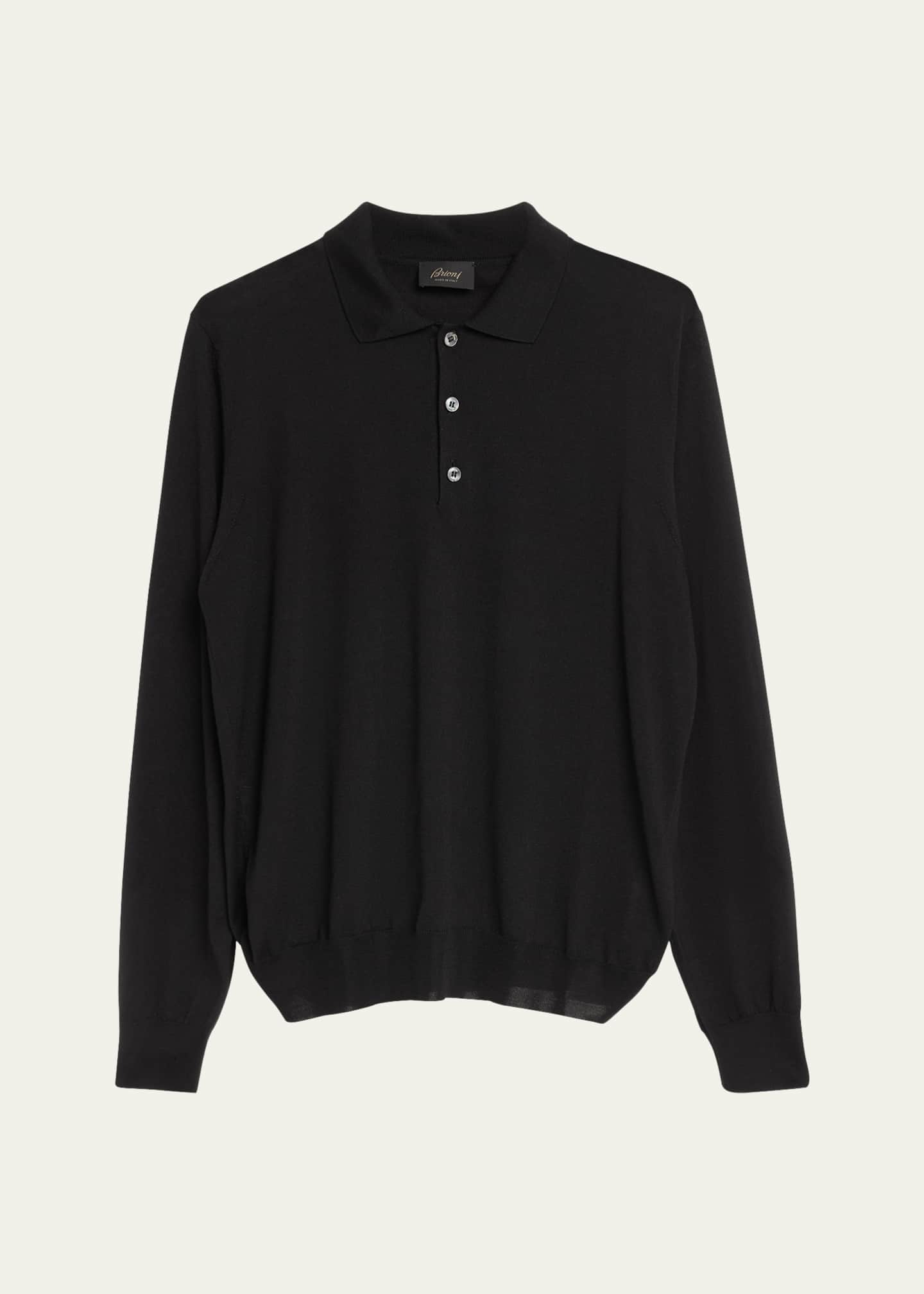 Brioni Men's Cashmere and Silk Long-Sleeve Polo Shirt Image 1 of 5