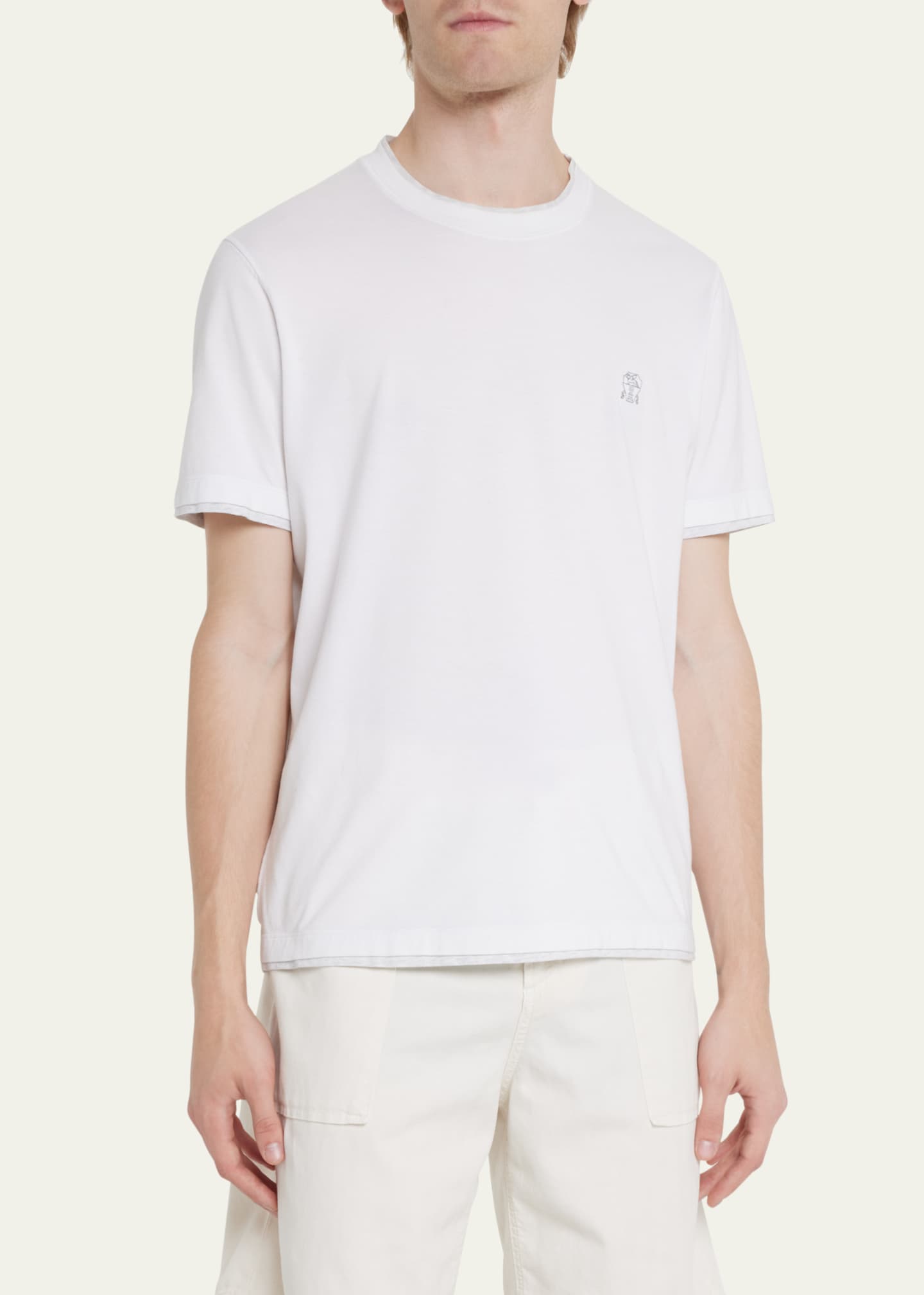 Brunello Cucinelli Men's Marled Crewneck T-Shirt Image 4 of 5