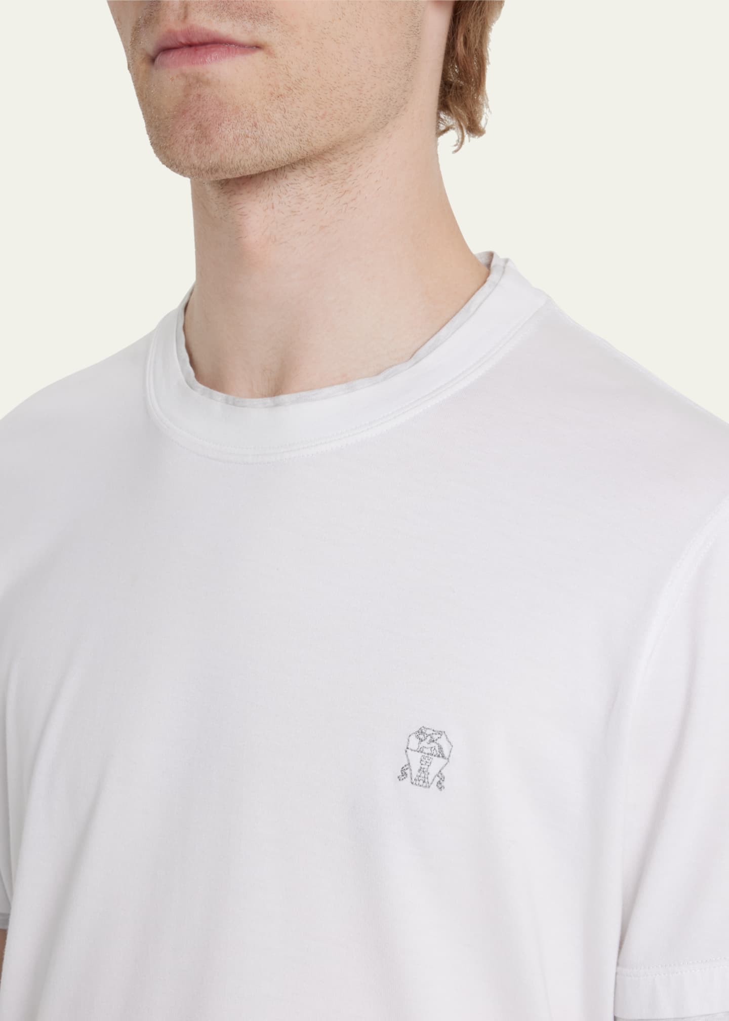 Brunello Cucinelli Men's Marled Crewneck T-Shirt Image 5 of 5