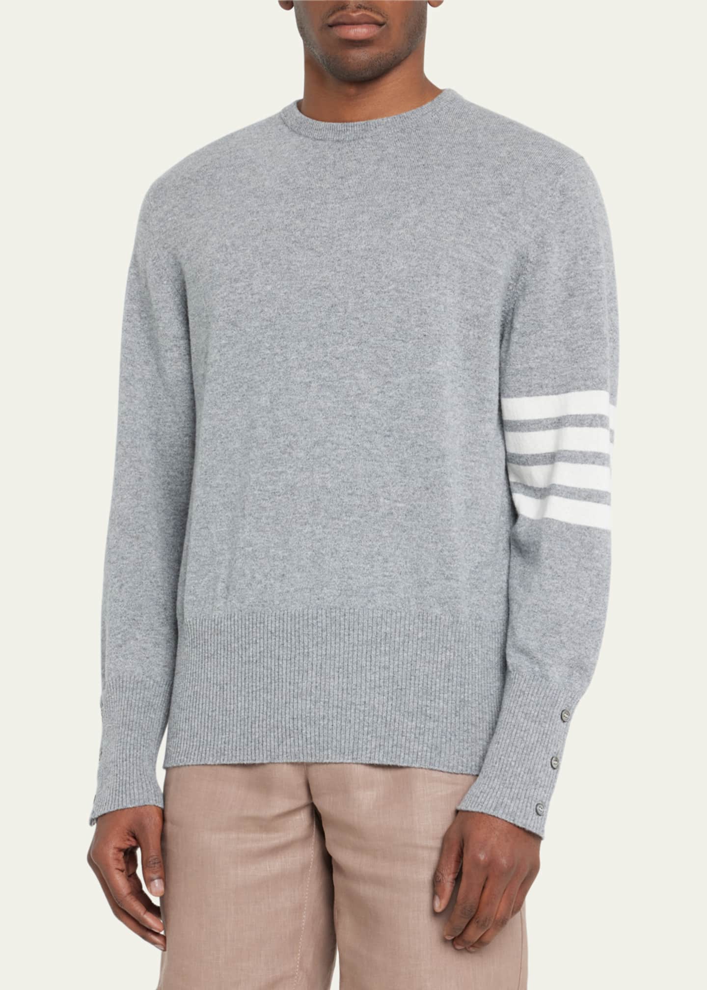 Thom Browne Men's Striped-Sleeve Cashmere Sweater - Bergdorf Goodman