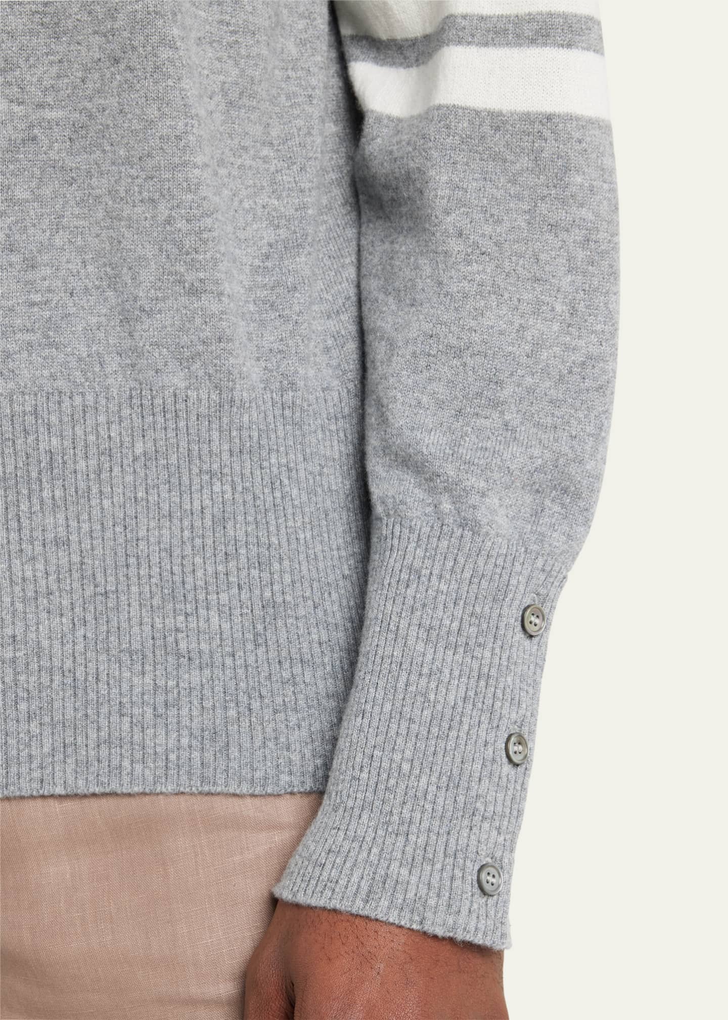 Thom Browne Men's Striped-Sleeve Cashmere Sweater - Bergdorf Goodman