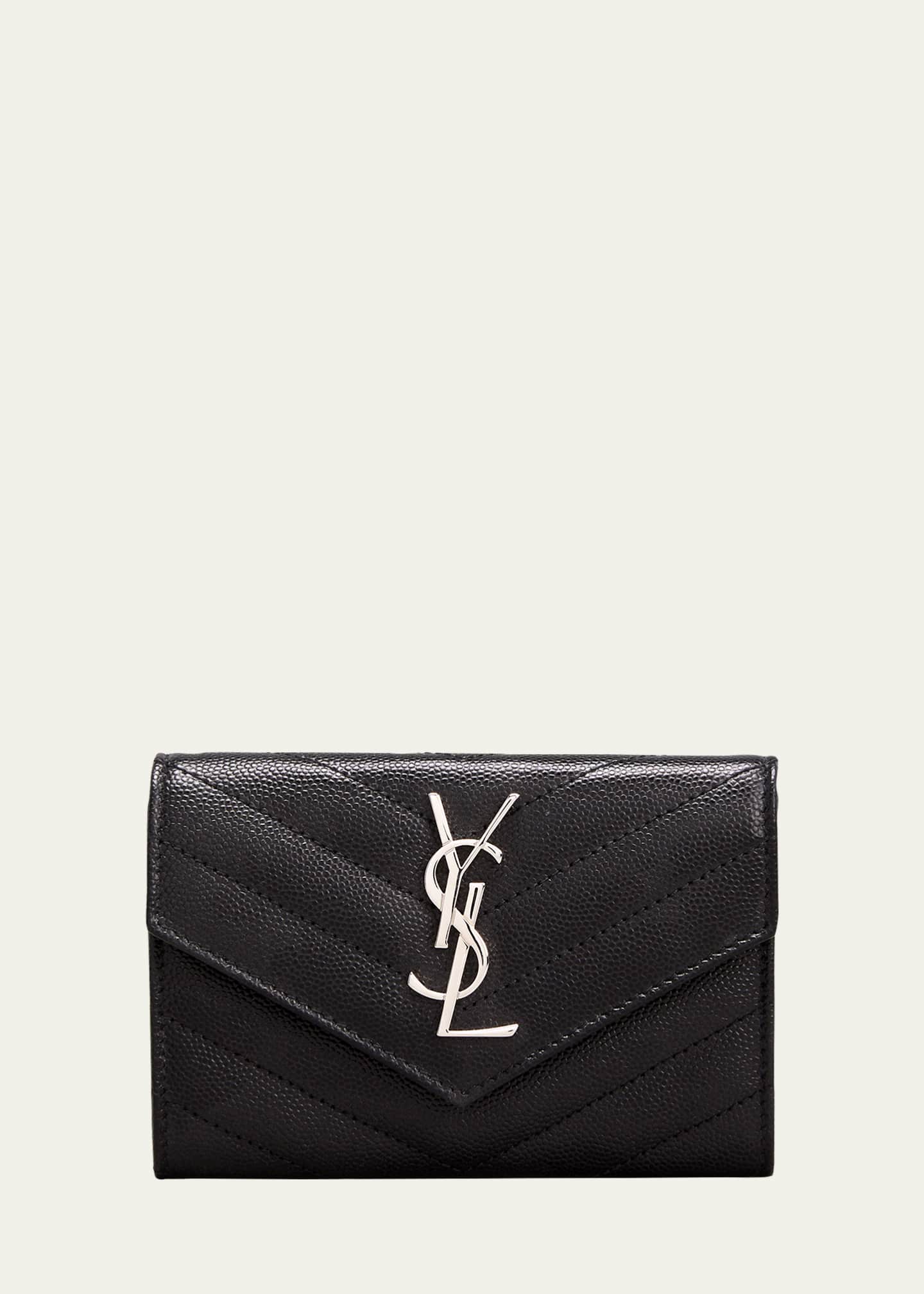 Saint Laurent YSL Monogram Small Flap Wallet in Grained Leather Bergdorf Goodman