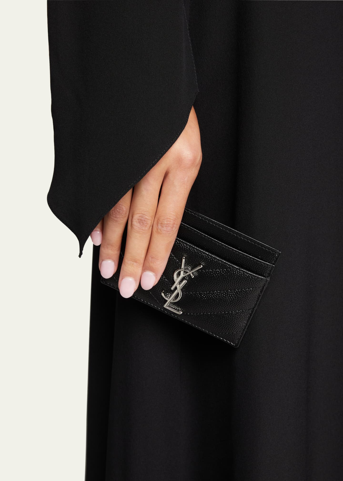 Saint Laurent YSL Monogram Card Case in Grained Leather Image 2 of 3