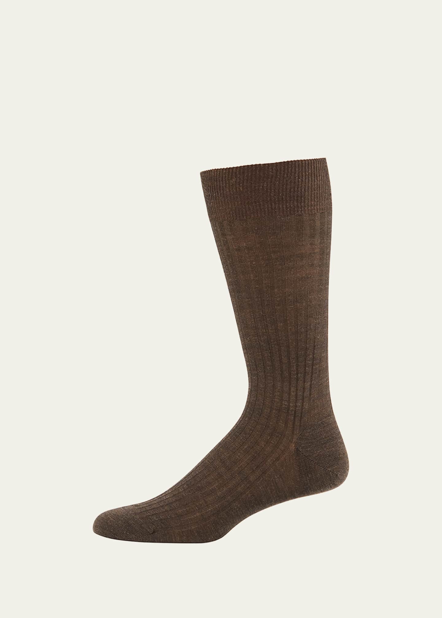 Pantherella Men's Laburnum Ribbed Wool Mid-Calf Socks