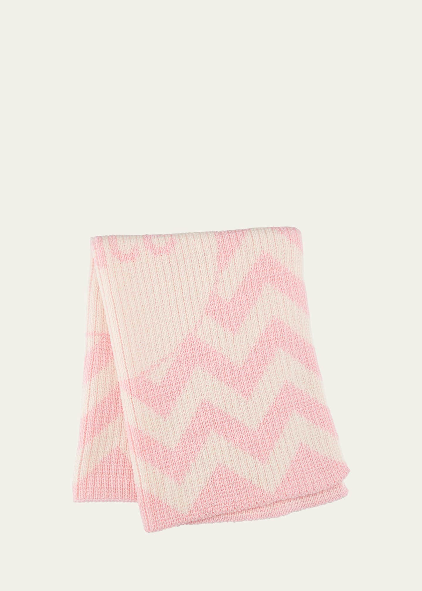 Butterscotch Blankees Personalized Ribbed Chevron-Knit Baby Blanket, Light Pink Image 2 of 2