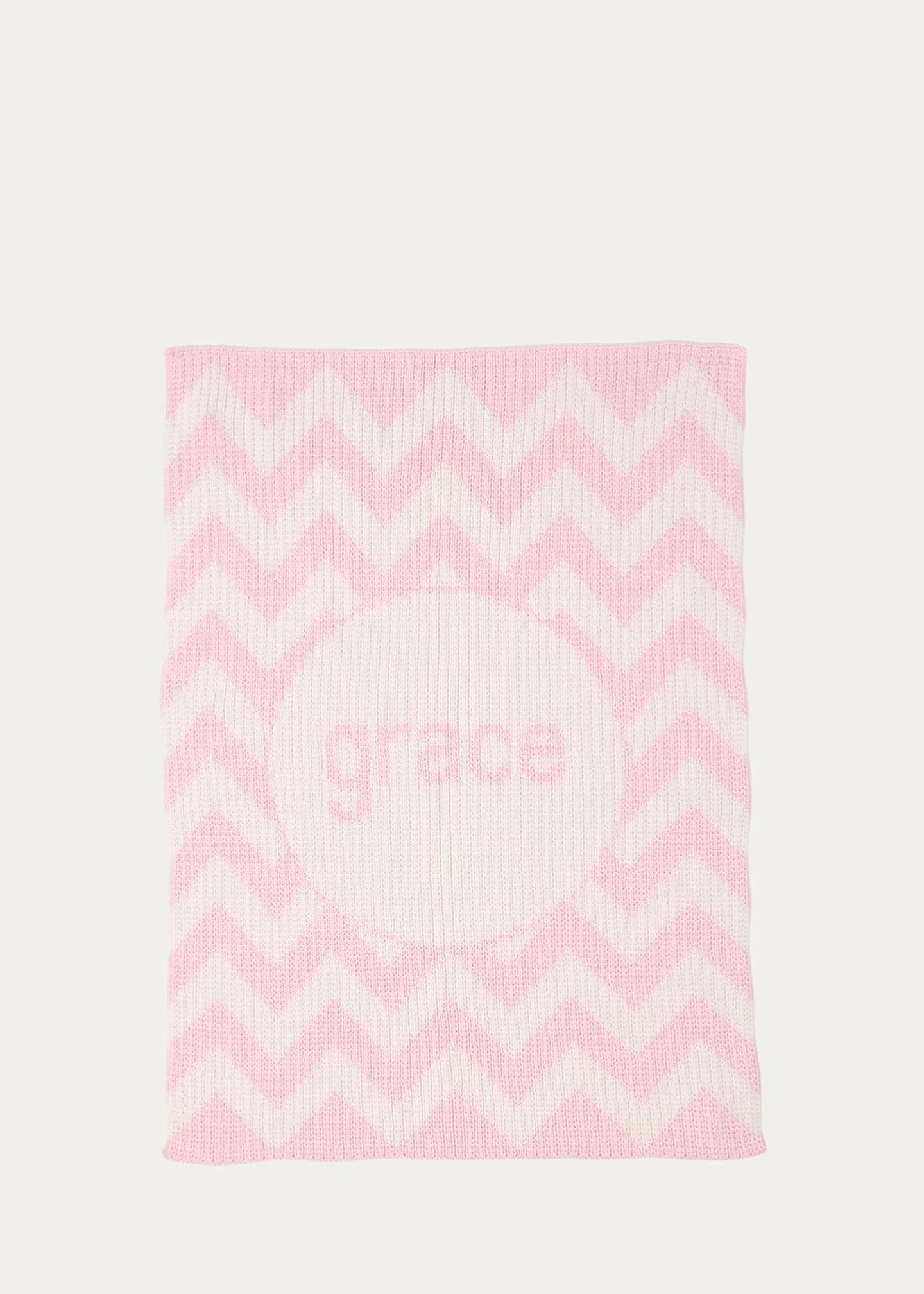 Butterscotch Blankees Personalized Ribbed Chevron-Knit Baby Blanket, Light Pink Image 1 of 2
