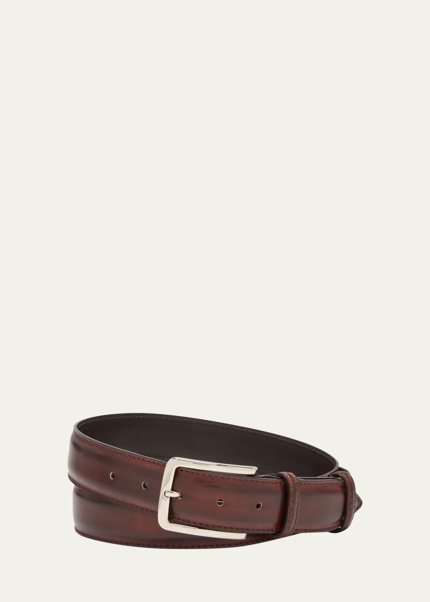Bontoni Men's 35mm Burnished Leather Belt Image 1 of 2