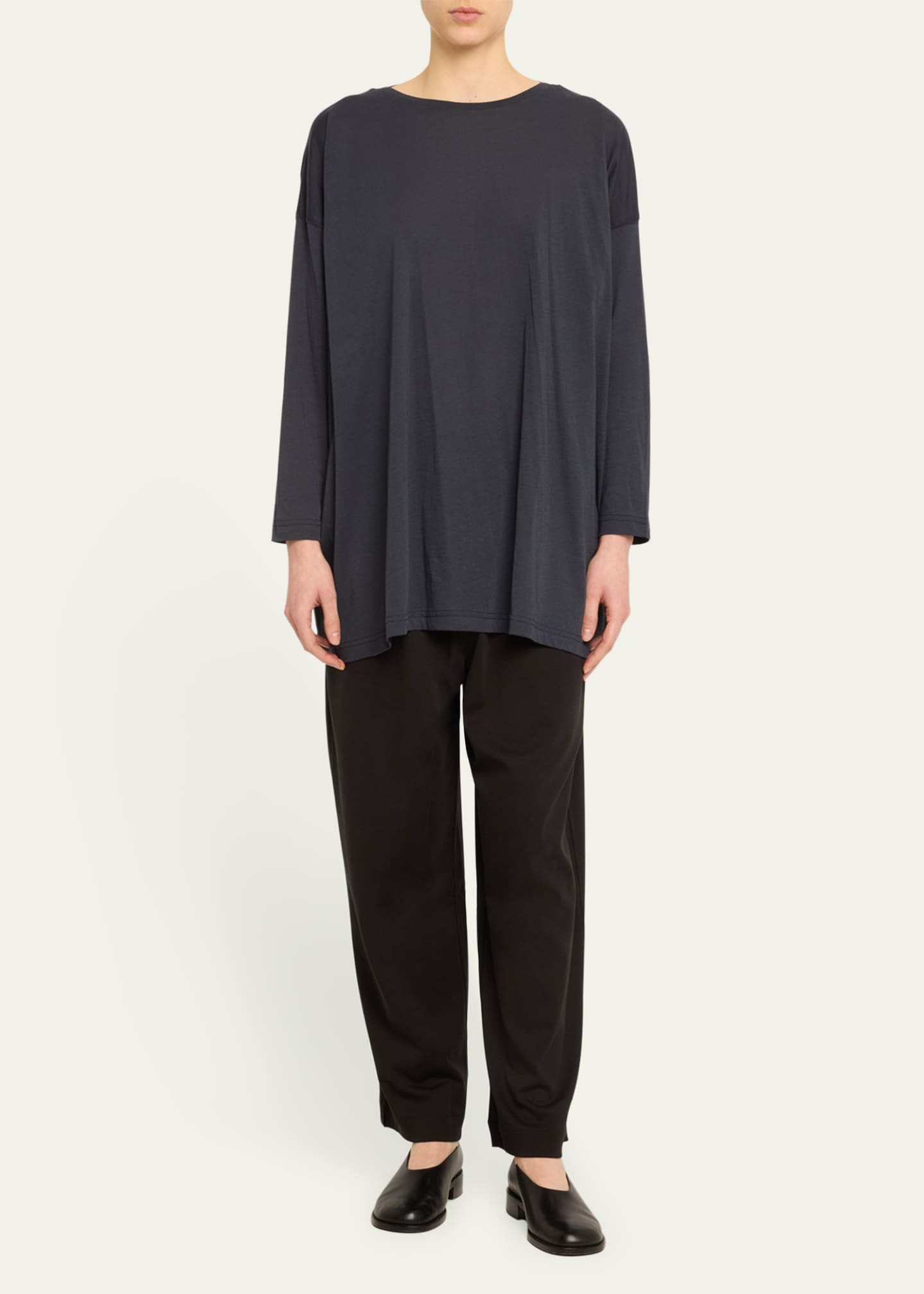 Eskandar Ultra-Light Cotton Long-Sleeve T-Shirt (One Size) Image 2 of 5