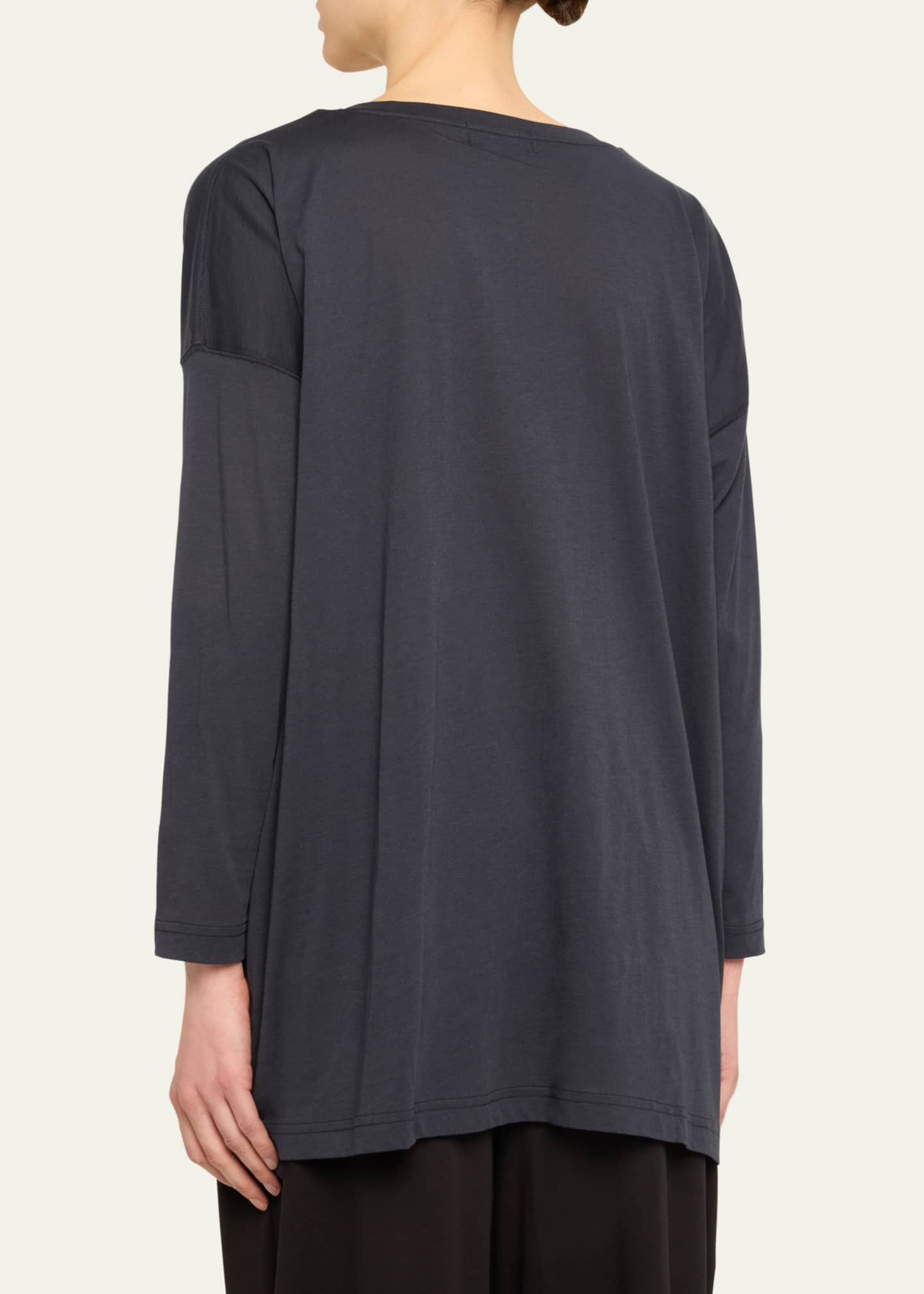 Eskandar Ultra-Light Cotton Long-Sleeve T-Shirt (One Size) Image 3 of 5