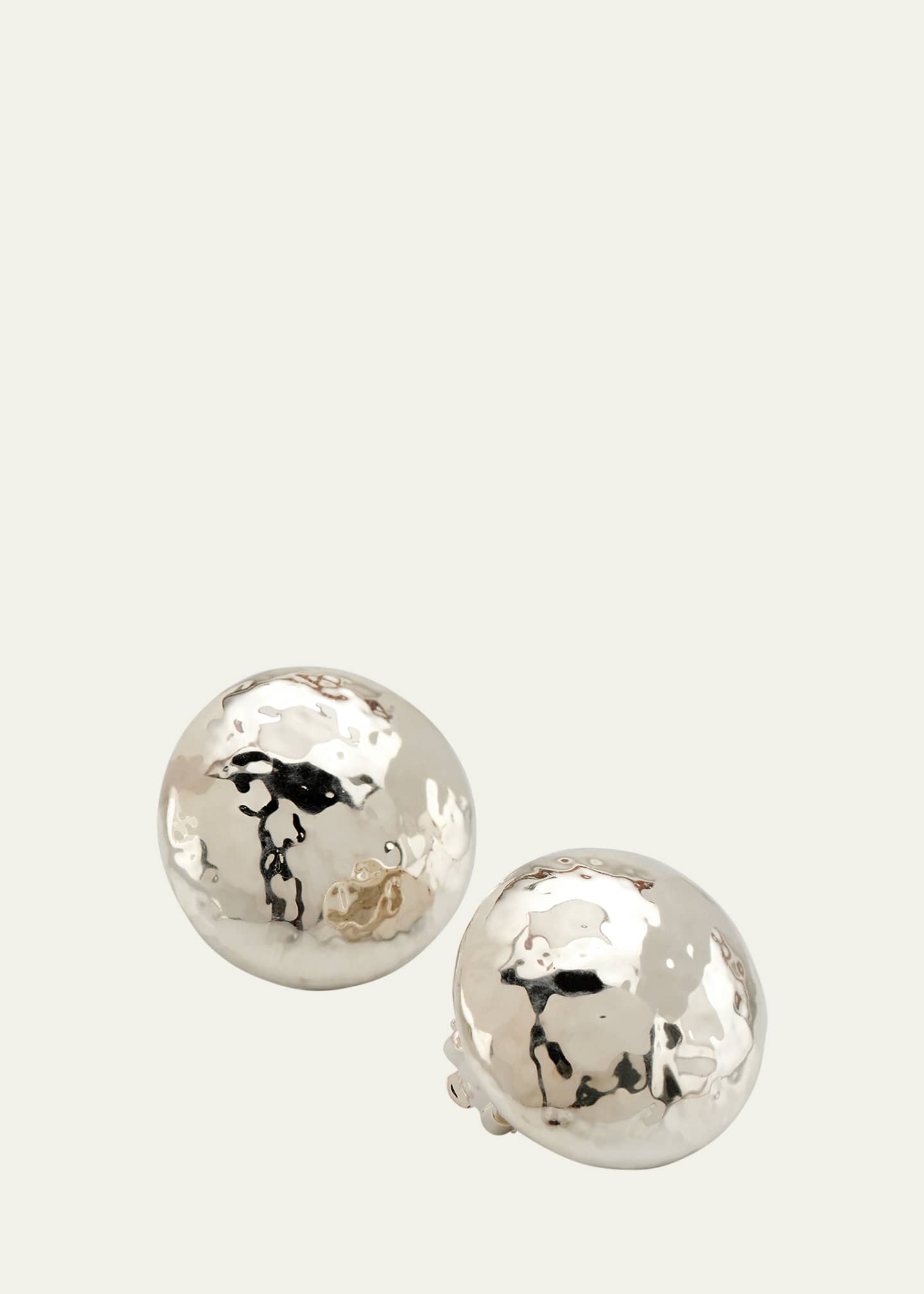Ippolita Hammered Button Stud Clip Earrings in Sterling Silver Image 3 of 4