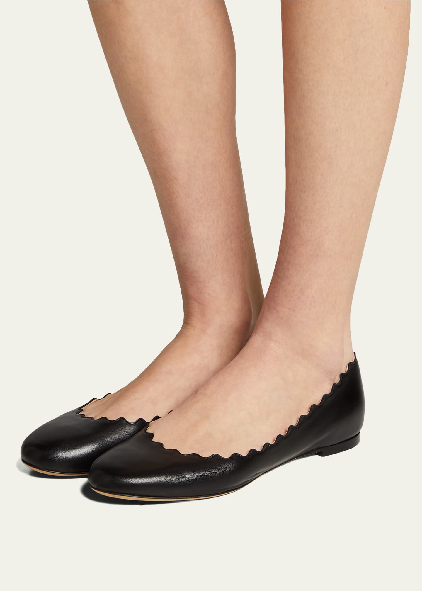 Lauren Scalloped Leather Ballet Flats Goodman