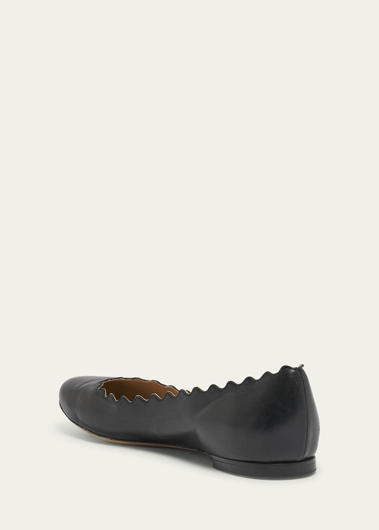 Chloe Lauren Scalloped Leather Ballet Flats Image 3 of 5