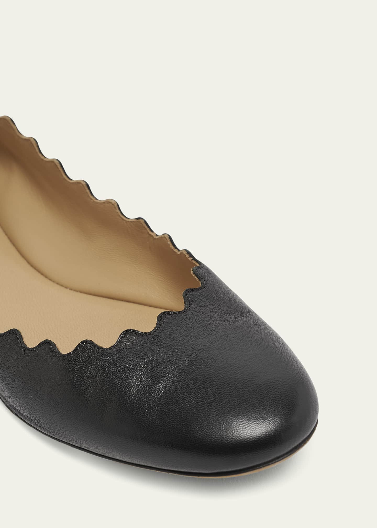 Chloe Lauren Scalloped Leather Ballet Flats Image 5 of 5