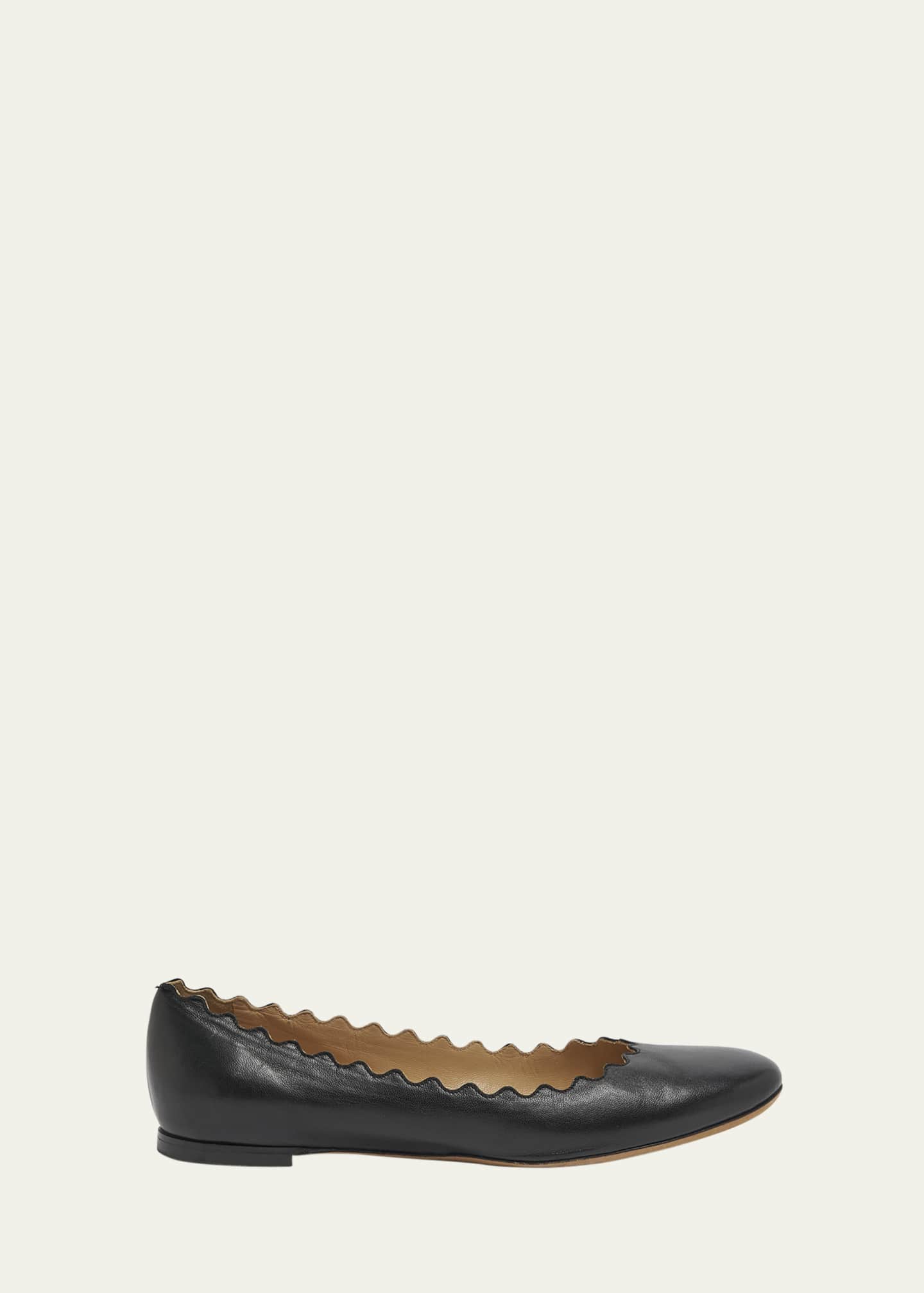 Chloe Lauren Scalloped Leather Ballet Flats Image 1 of 5