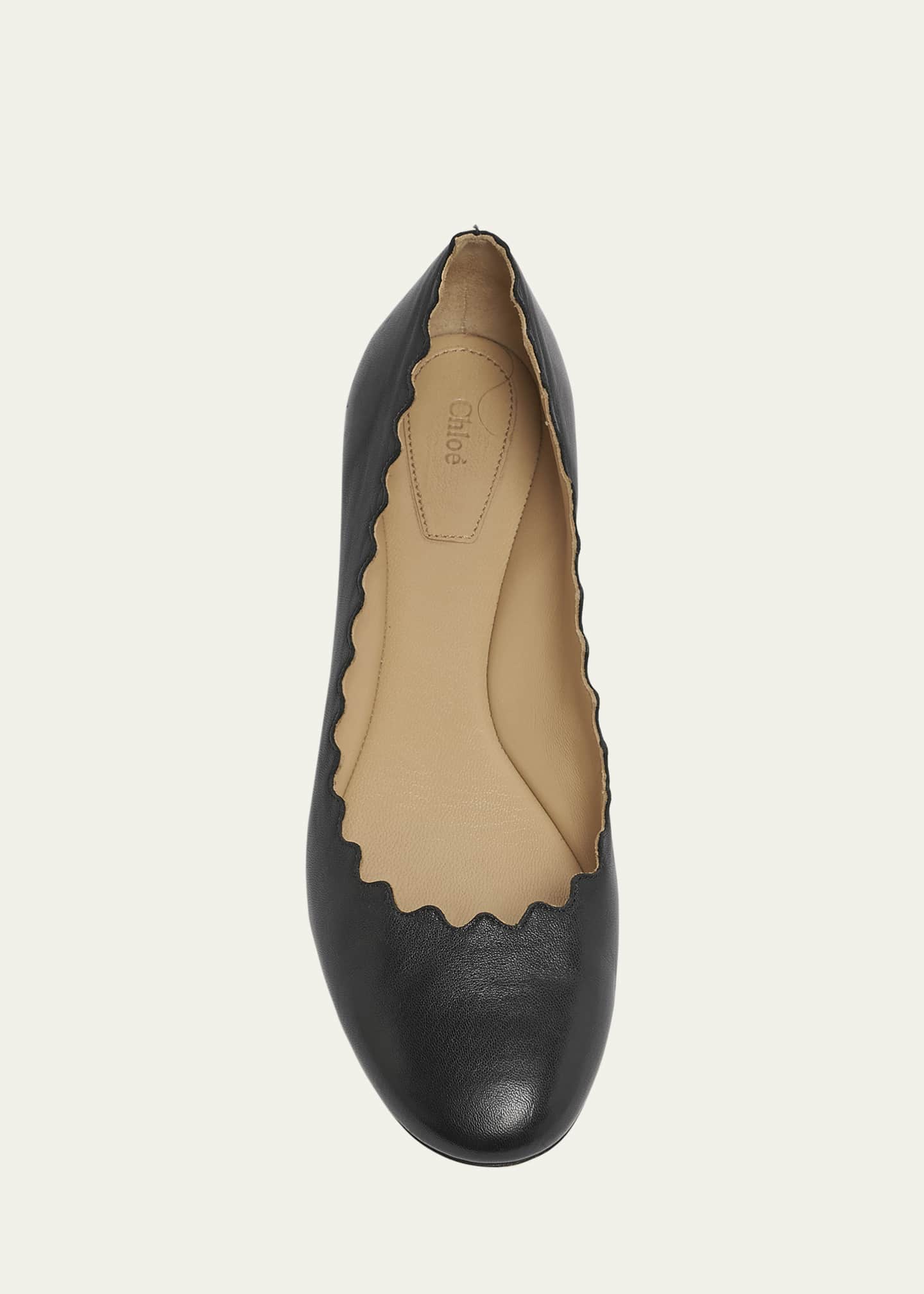 Chloe Lauren Scalloped Leather Ballet Flats Image 4 of 5