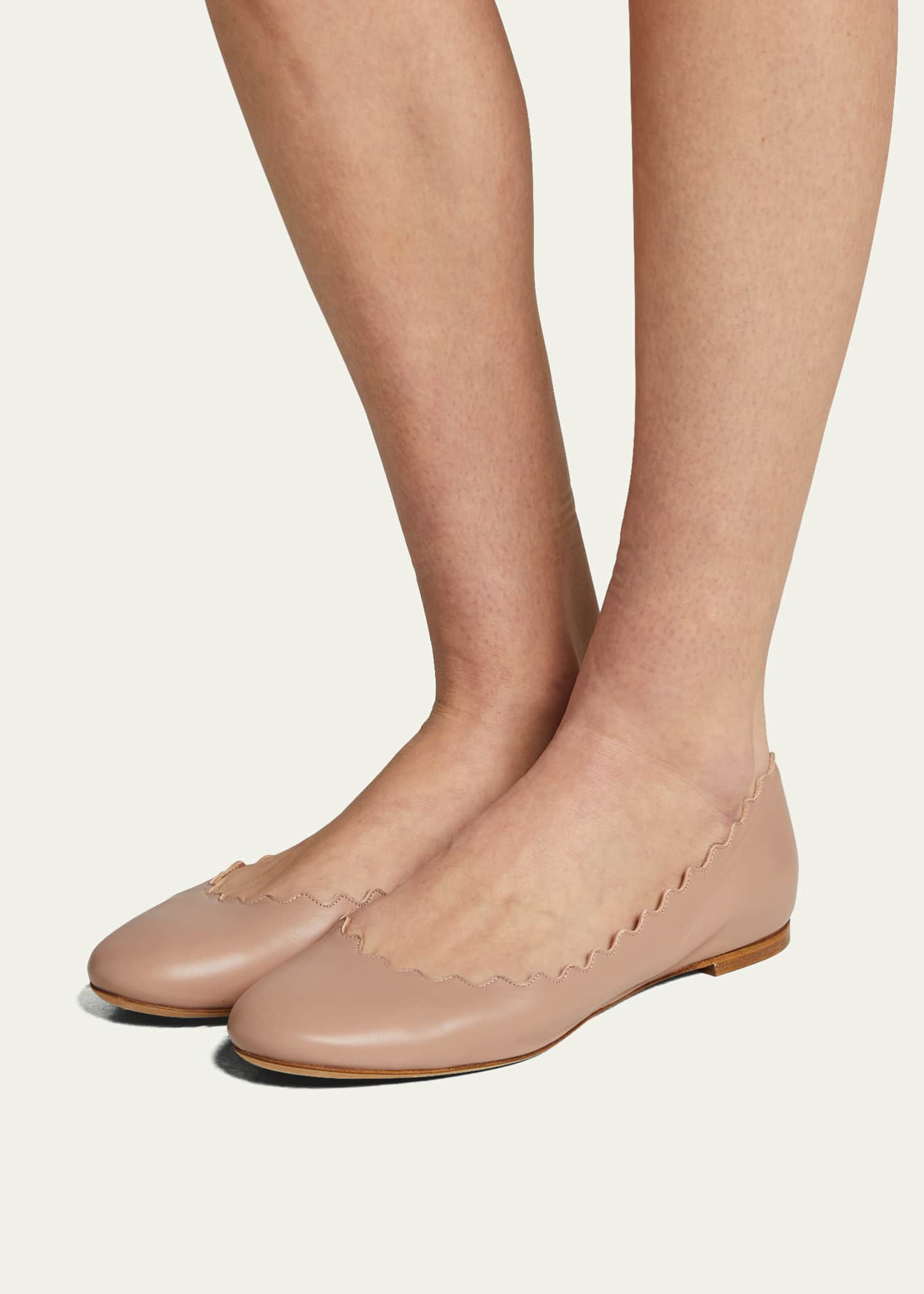 Chloe Lauren Scalloped Leather Ballet Flats Image 2 of 5