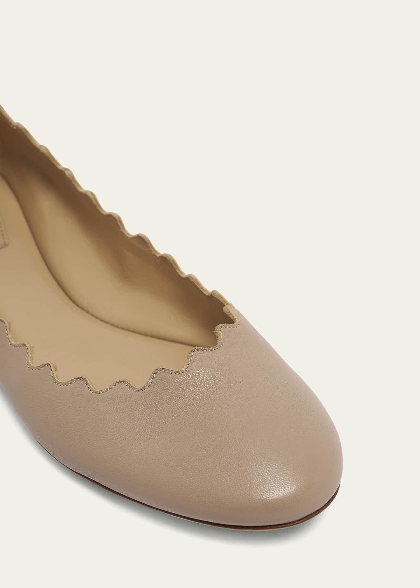 Chloe Lauren Scalloped Leather Ballet Flats Image 5 of 5