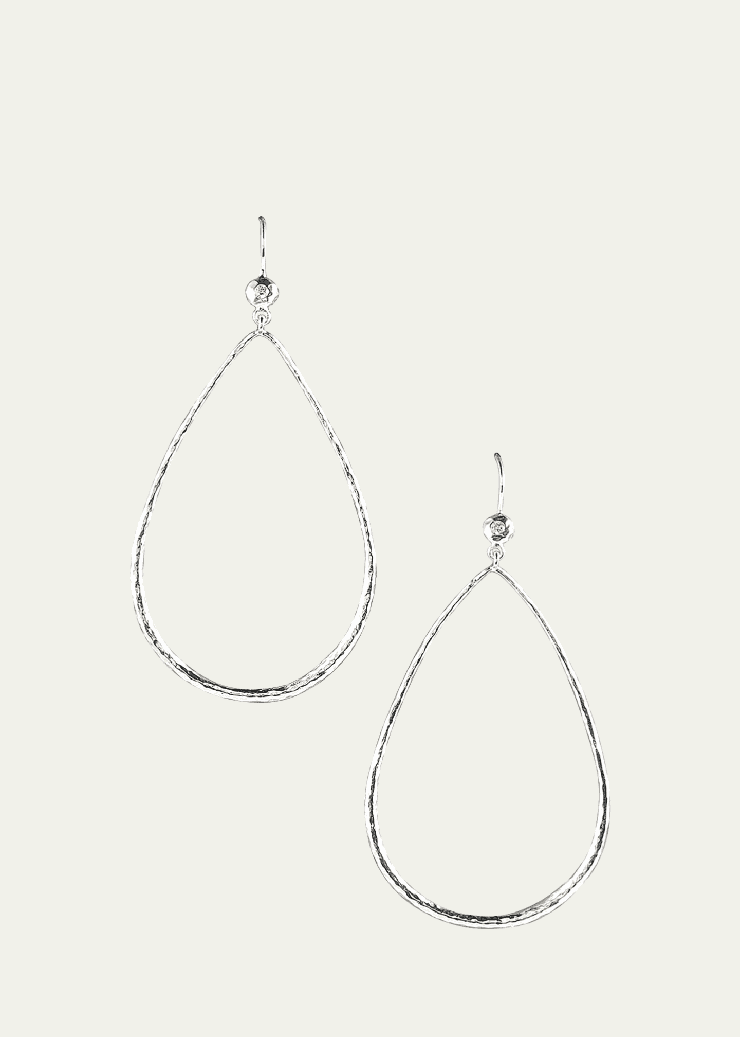 Ippolita Hammered Teardrop Earrings in Sterling Silver with Diamonds