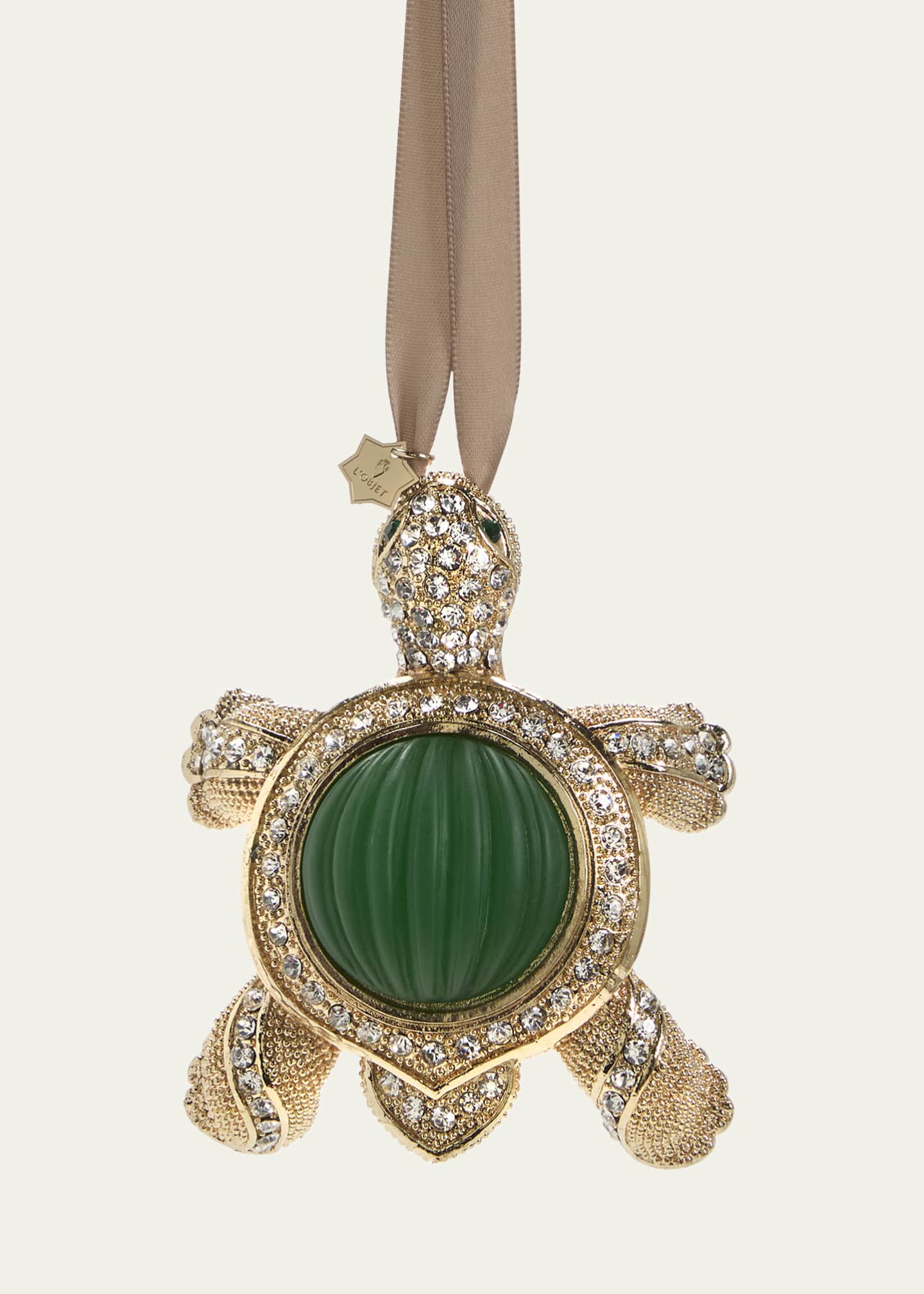 L'Objet Crystal-Embellished Turtle Christmas Ornament Image 1 of 2
