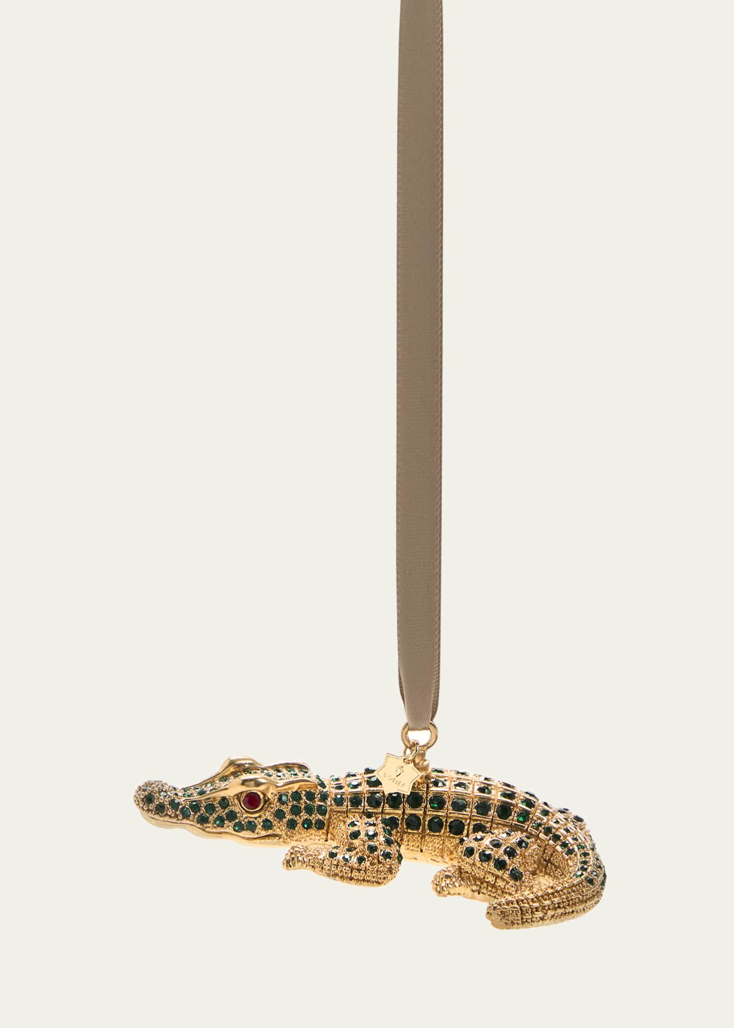 L'Objet Crystal-Embellished Crocodile Christmas Ornament Image 1 of 2